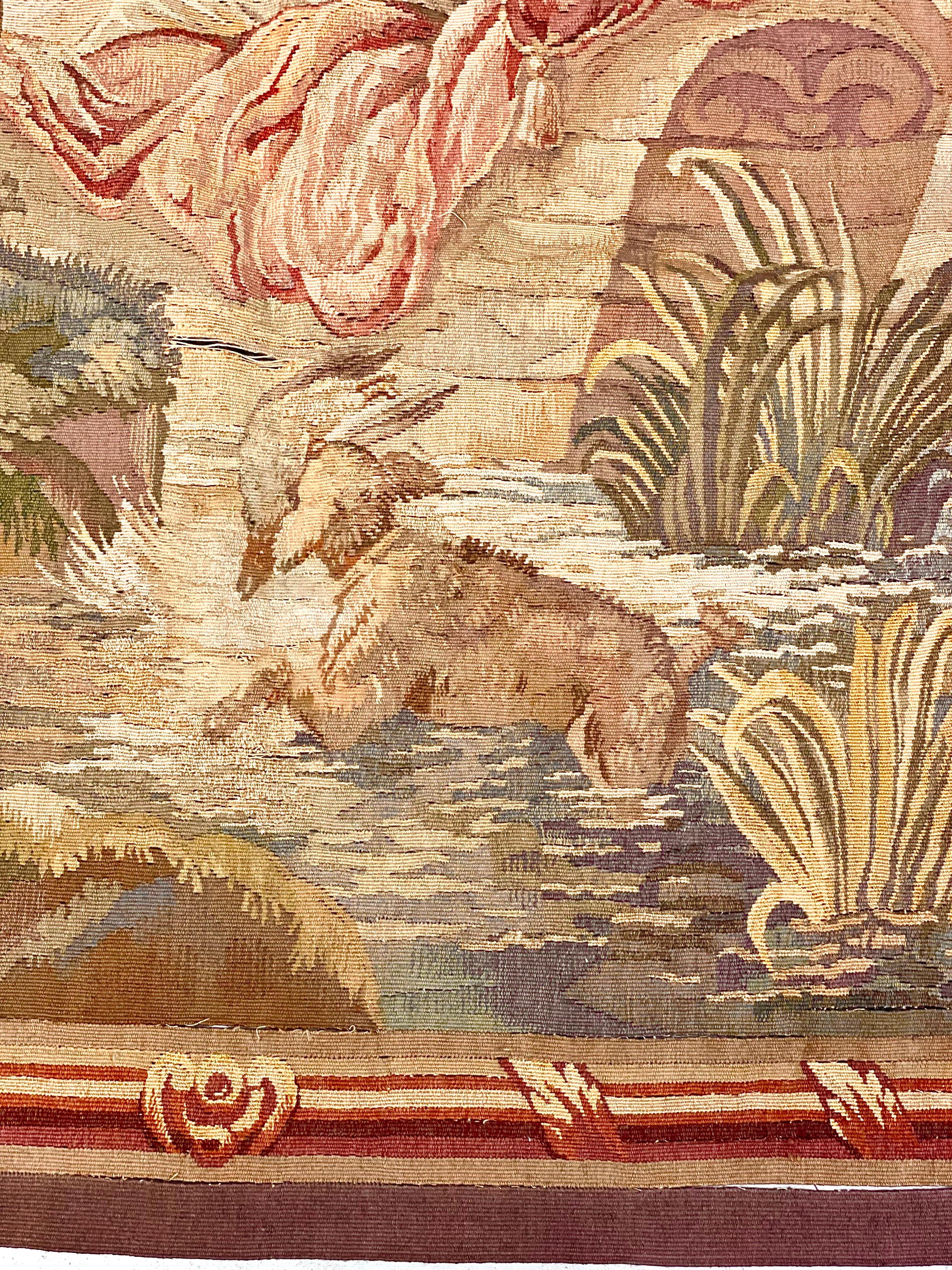 Französischer Aubusson- Pastoral-Wandteppich mit einer Gallantszene, spätes 19. Jahrhundert im Angebot 2