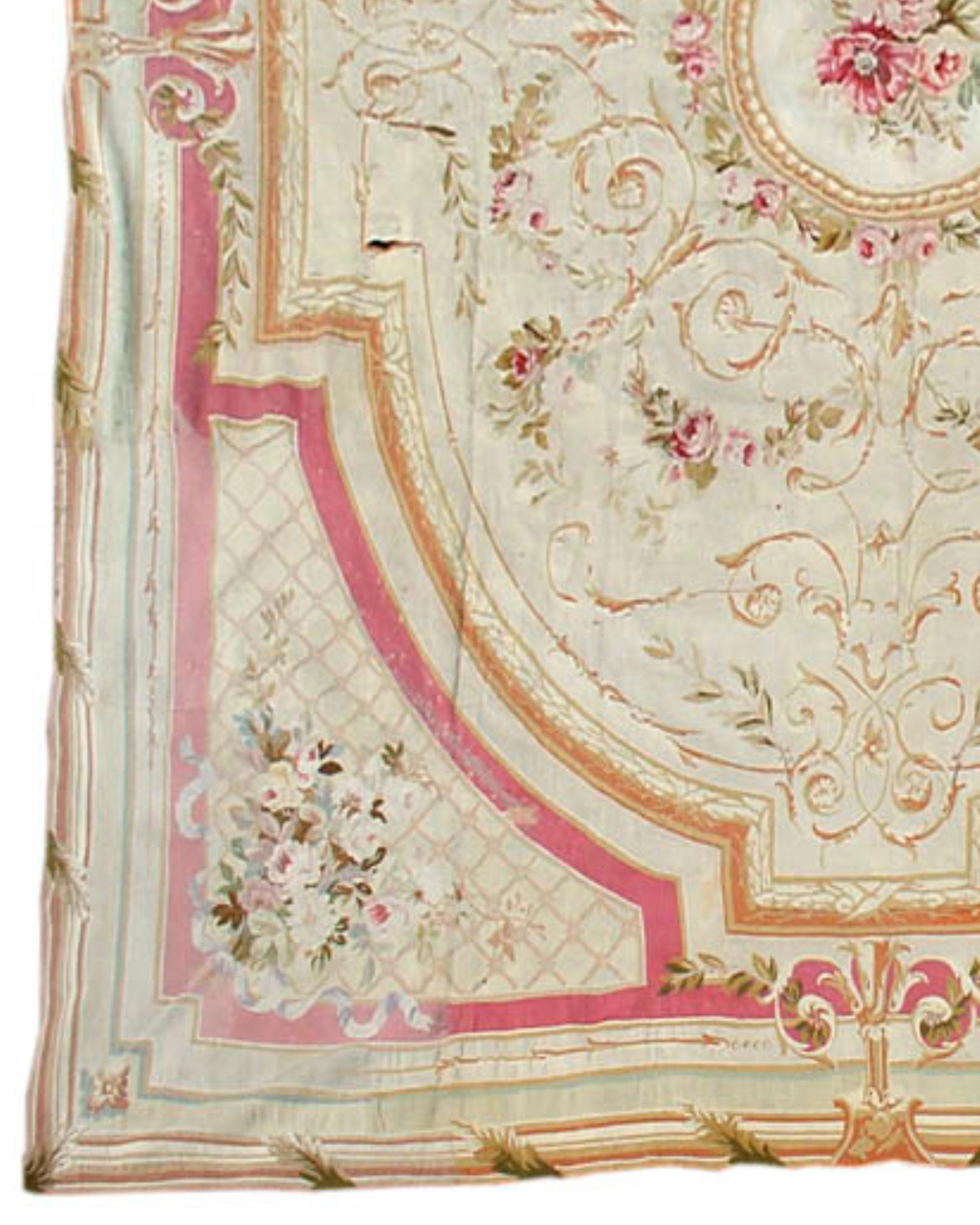 Hand-Knotted Aubusson Rug, 19th century For Sale