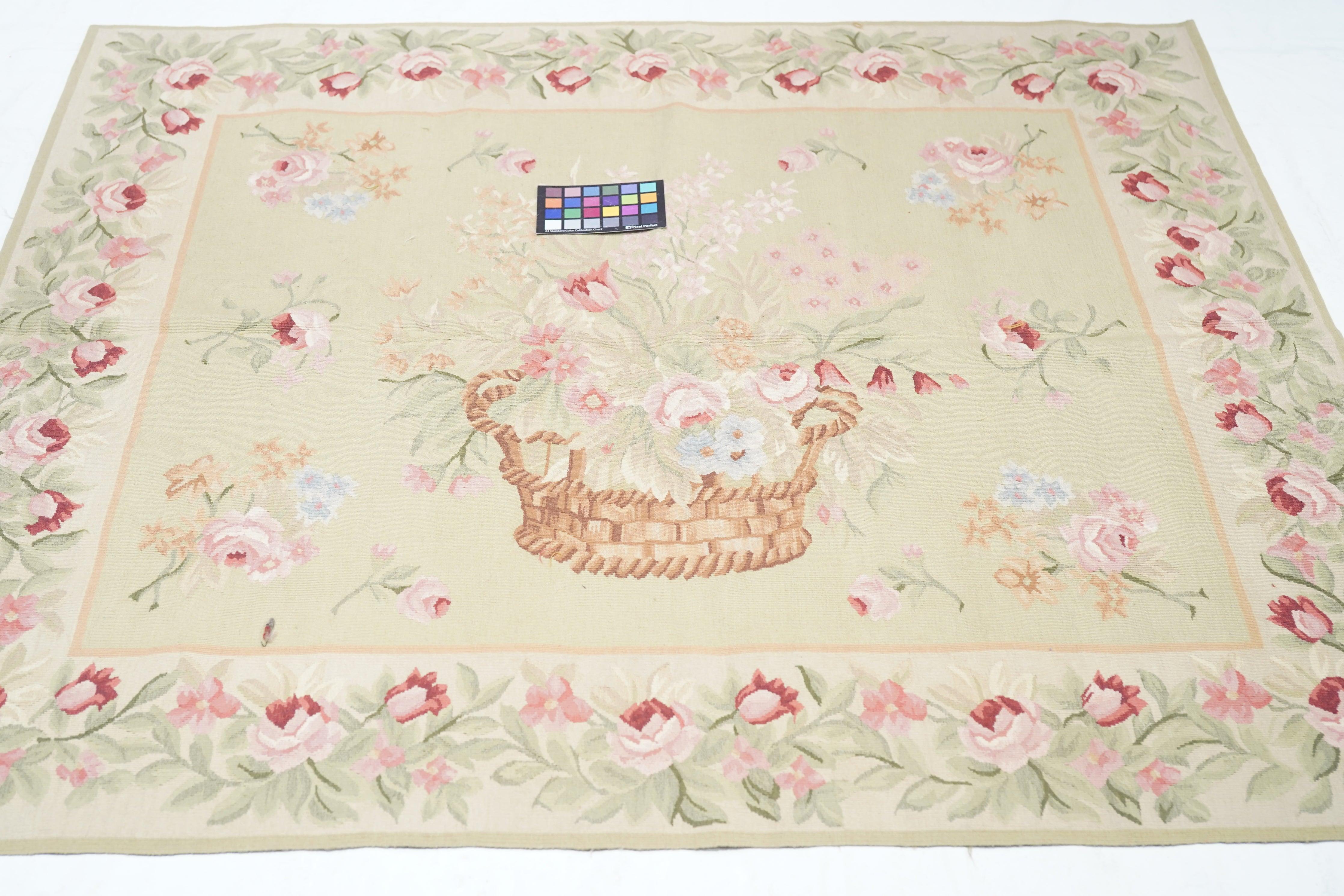 Wool Aubusson Rug 4'6'' x 4'11'' For Sale
