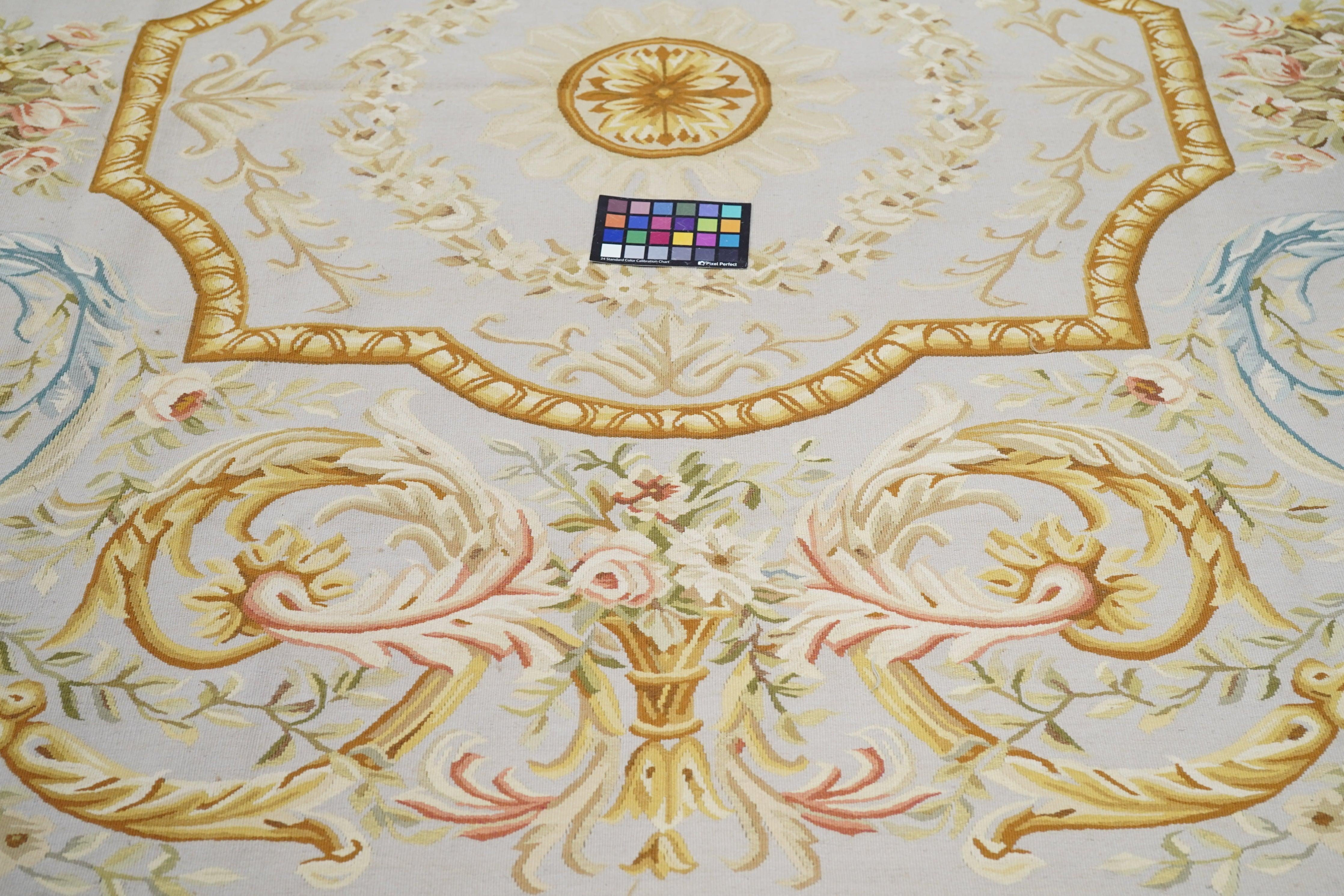 Wool Aubusson Rug 7'10'' x 10'2'' For Sale