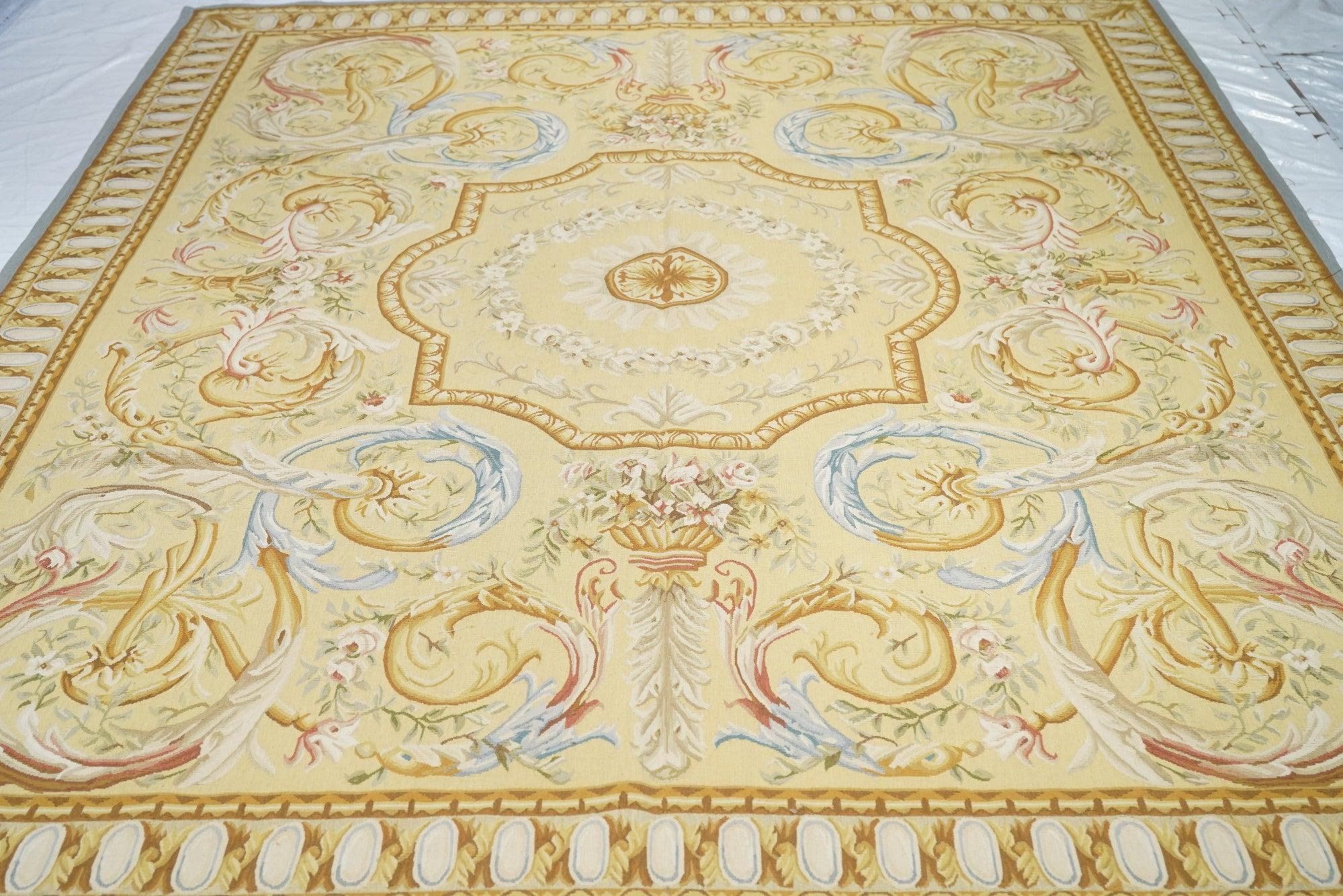 Wool Aubusson Rug 7'10'' x 10'2'' For Sale