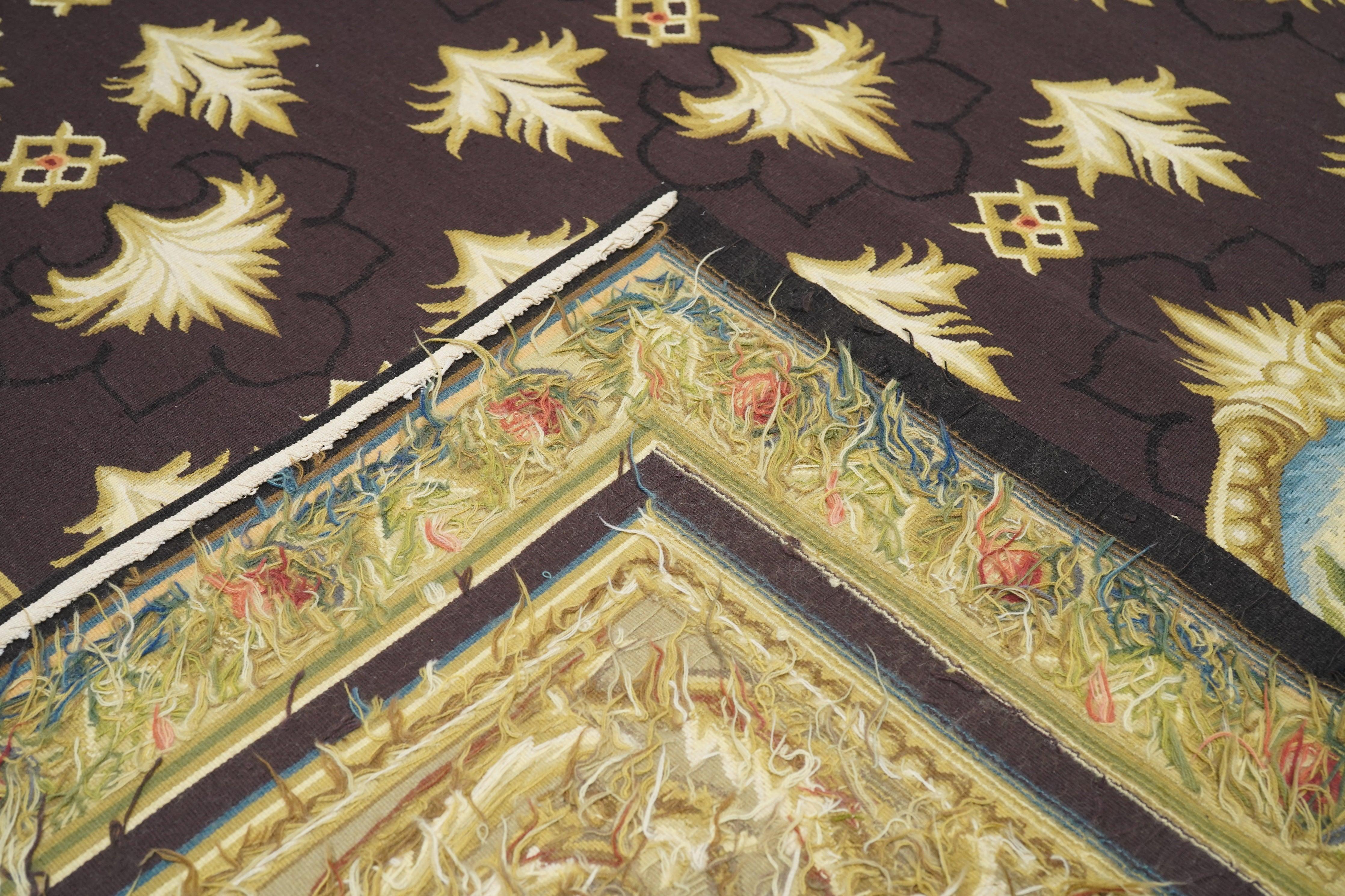 Wool Aubusson Rug 7'11'' x 10'3'' For Sale