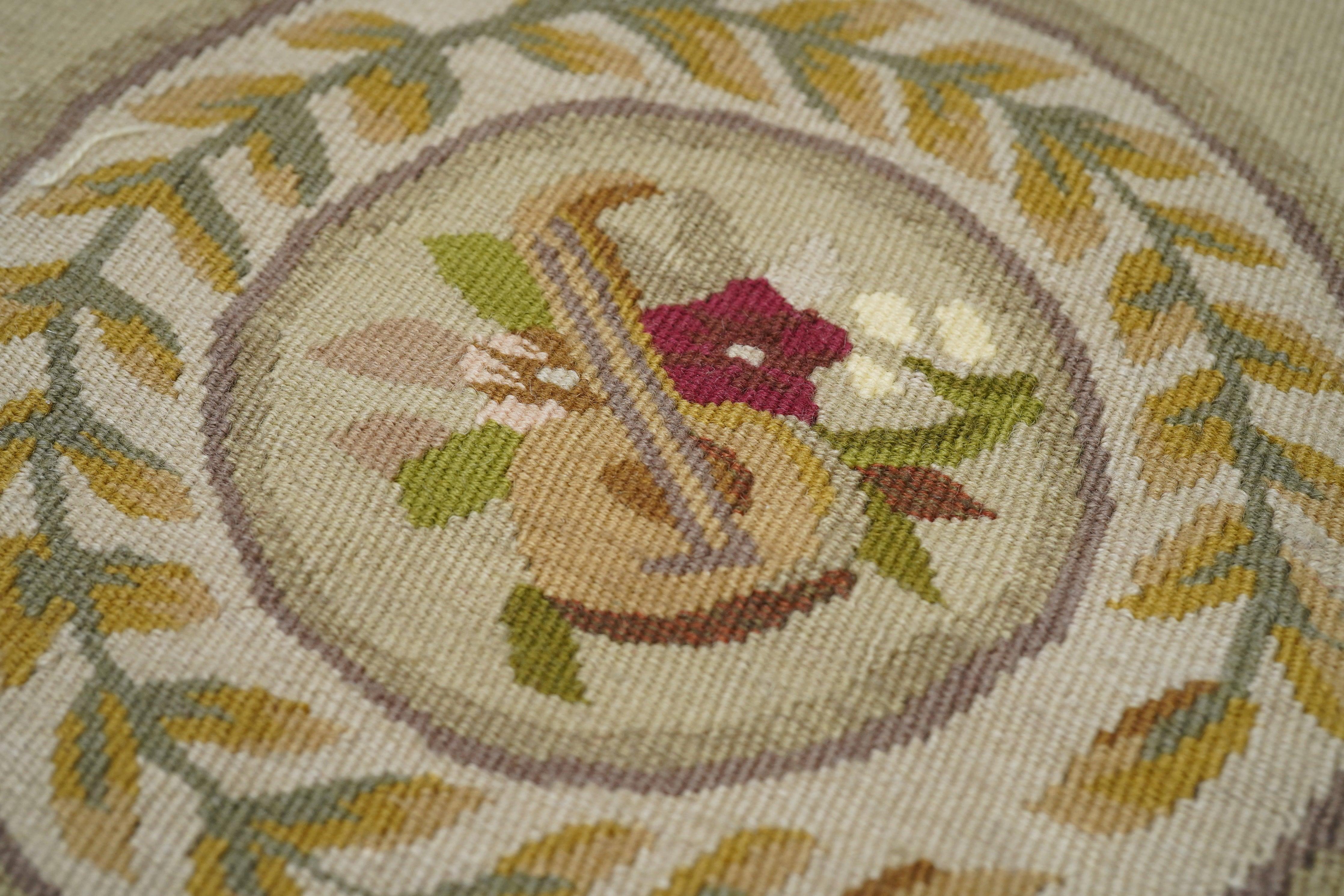 Wool Aubusson Rug 7'8'' x 10'2'' For Sale