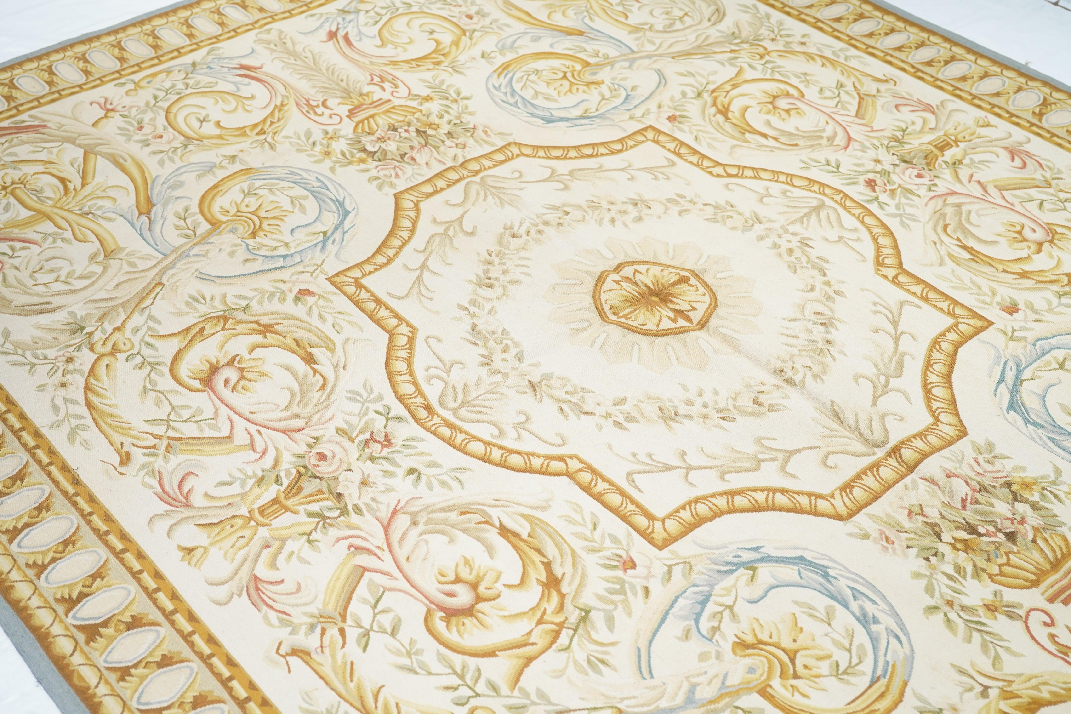 Wool Aubusson Rug 7'9'' x 10'1'' For Sale