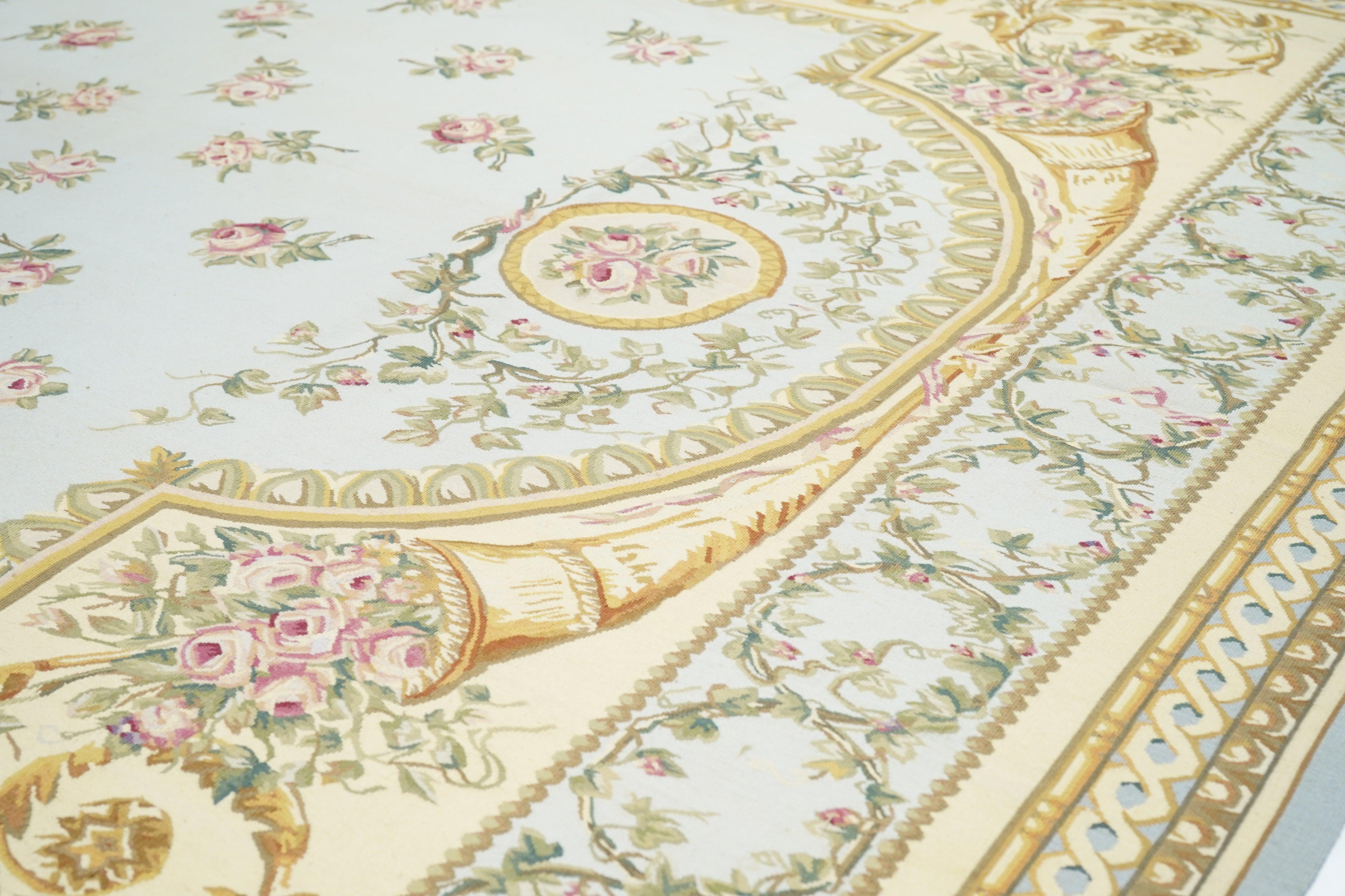 Contemporary Aubusson Rug 7'9'' x 9'11'' For Sale