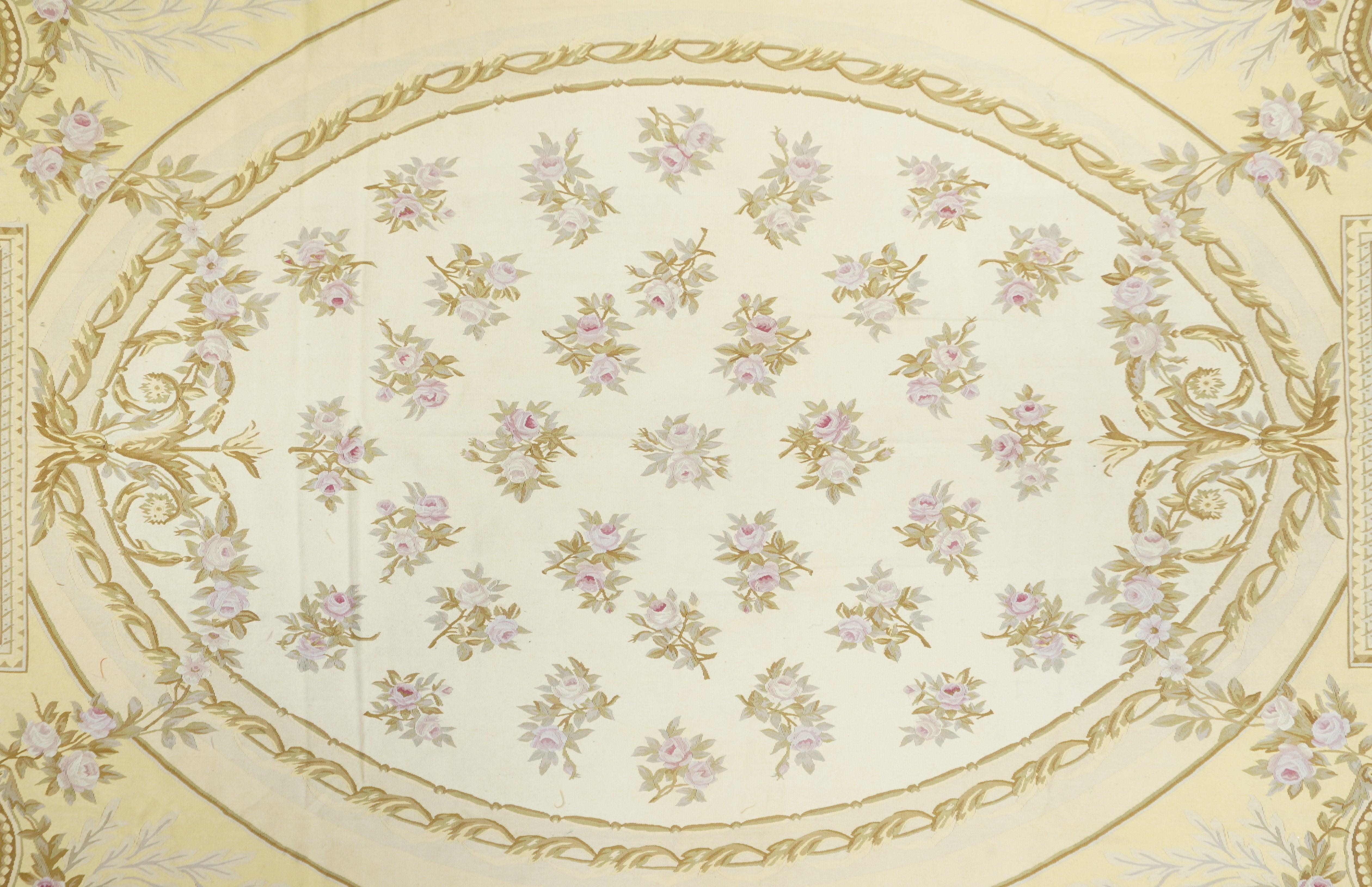 French Aubusson Rug 9'10'' x 13'10'' For Sale