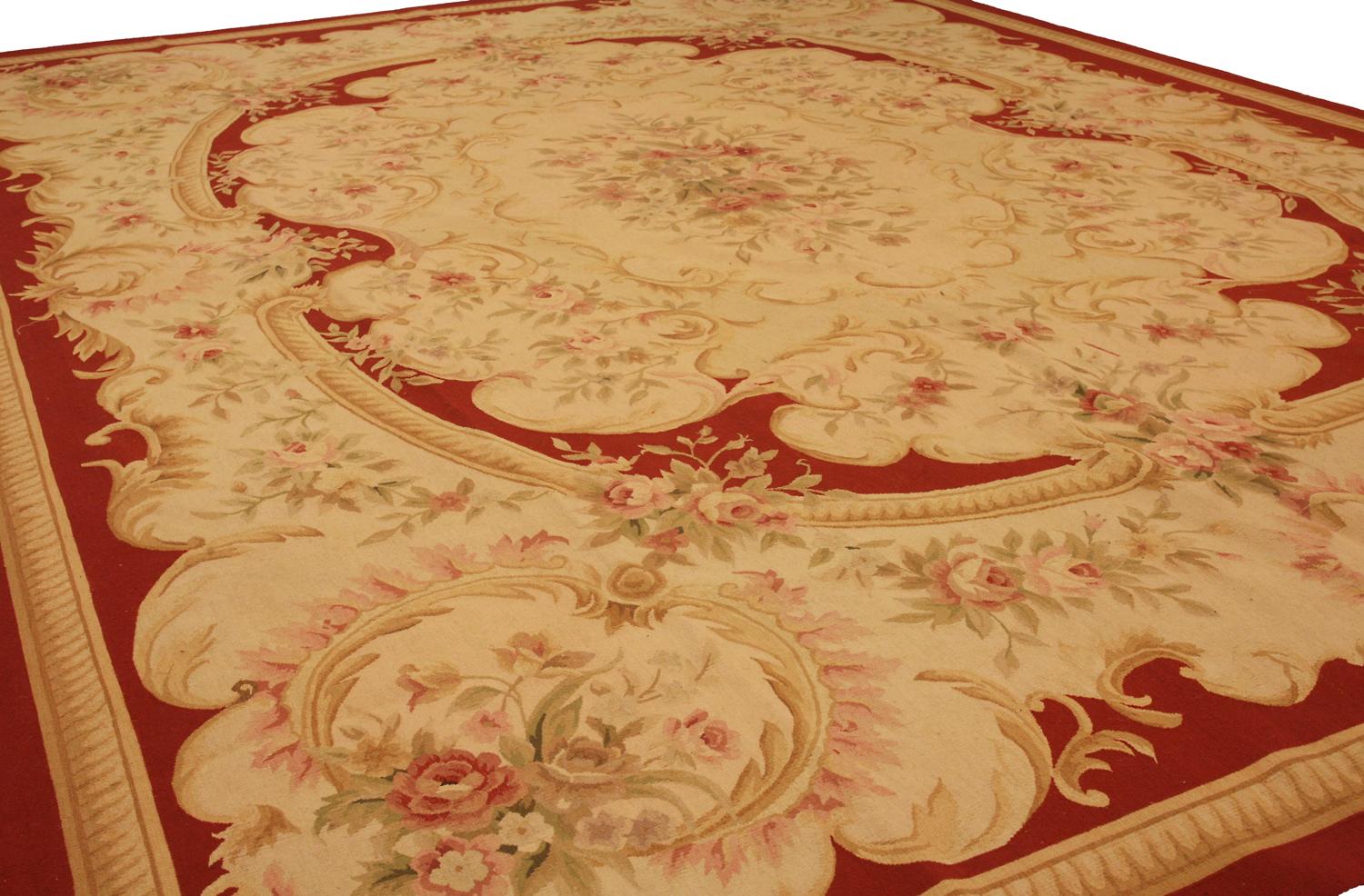 Hand-Knotted Aubusson Rug Lockcloth Victorian Style Chinese,  21st Century