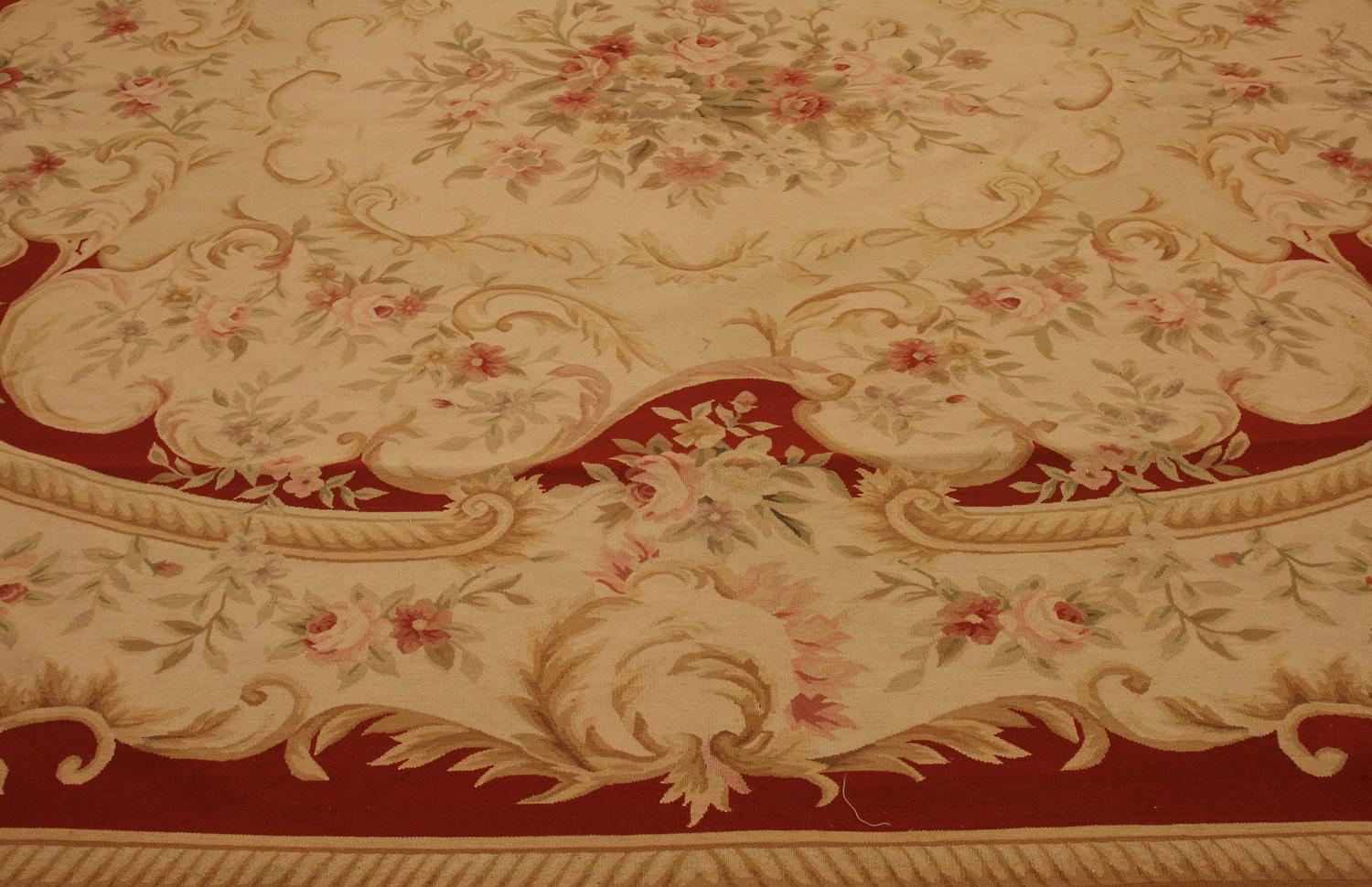 Wool Aubusson Rug Lockcloth Victorian Style Chinese,  21st Century