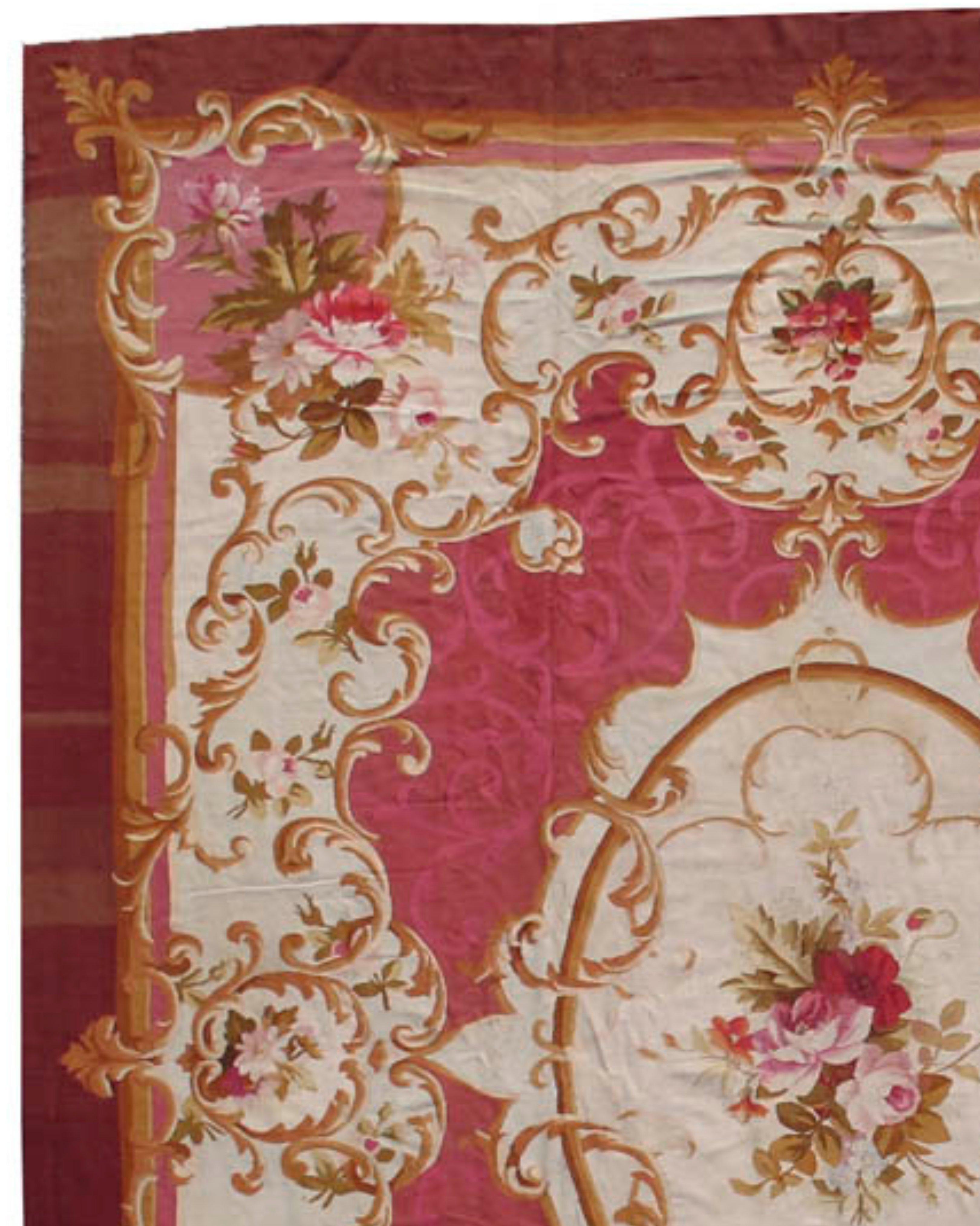 Hand-Knotted Aubusson Rug, Mid-19th Century For Sale