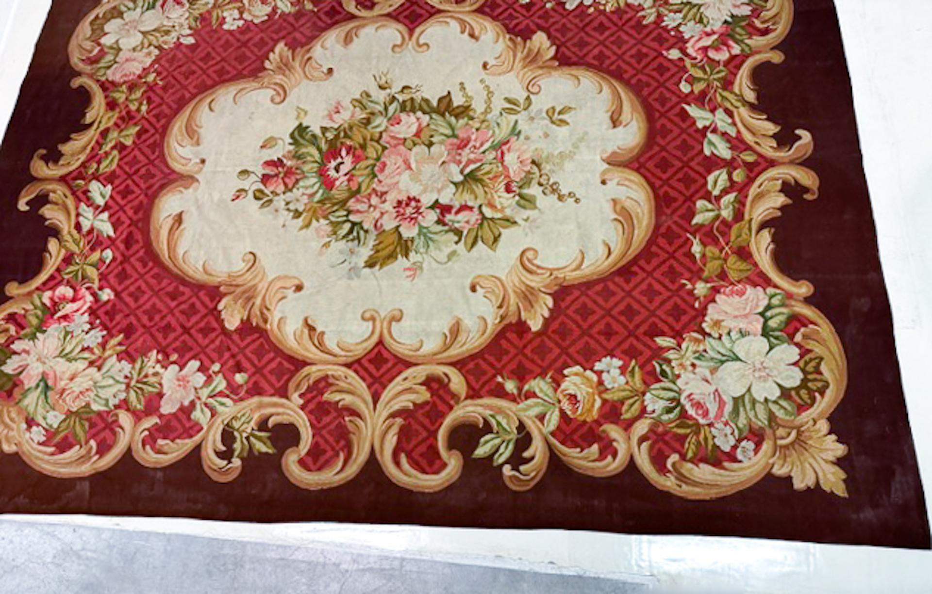 French Aubusson Rug, Second half of the 19th century, France For Sale