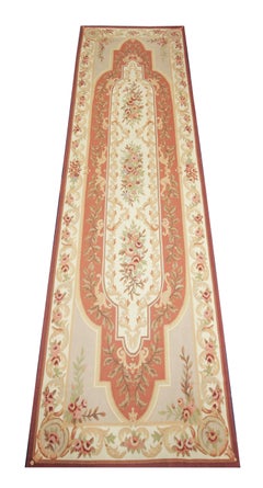 Aubusson Runner Rug, Handmade Carpet Chinese Rug Floral Tapestry