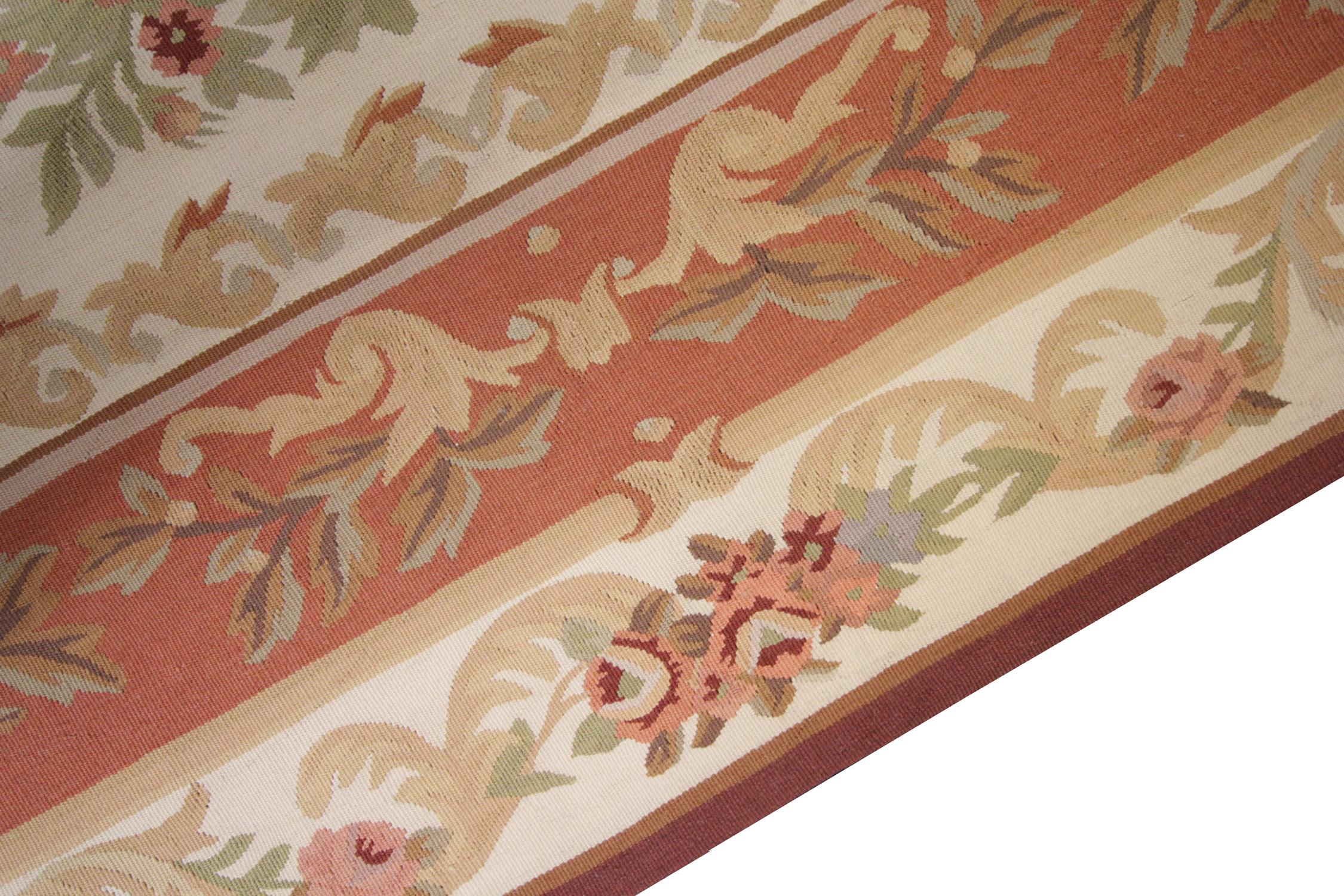 Fait main Tapis de couloir Aubusson, tapis artisanal Tapis chinois Tapisserie florale en vente