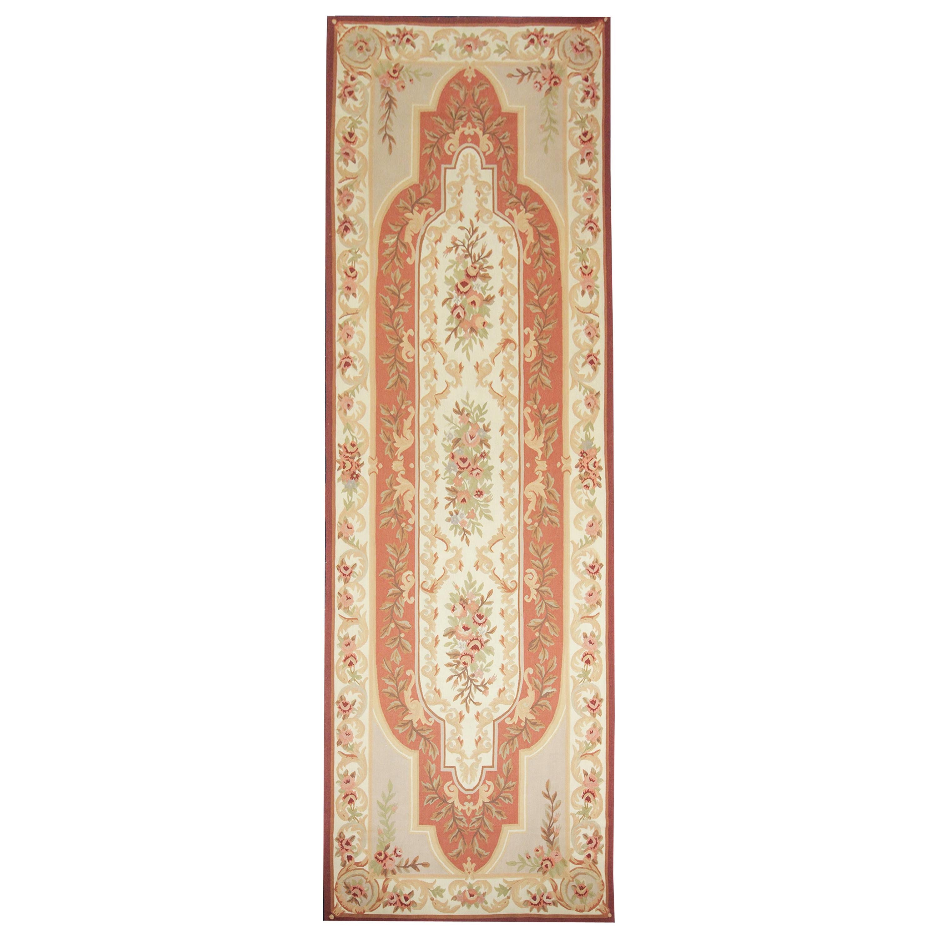 Aubusson Runner Rug, Handmade Carpet Chinese Rug Floral Tapestry