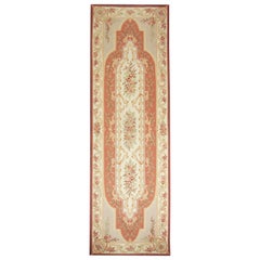 Aubusson Runner Rug, Handmade Carpet Chinese Rug Floral Tapestry