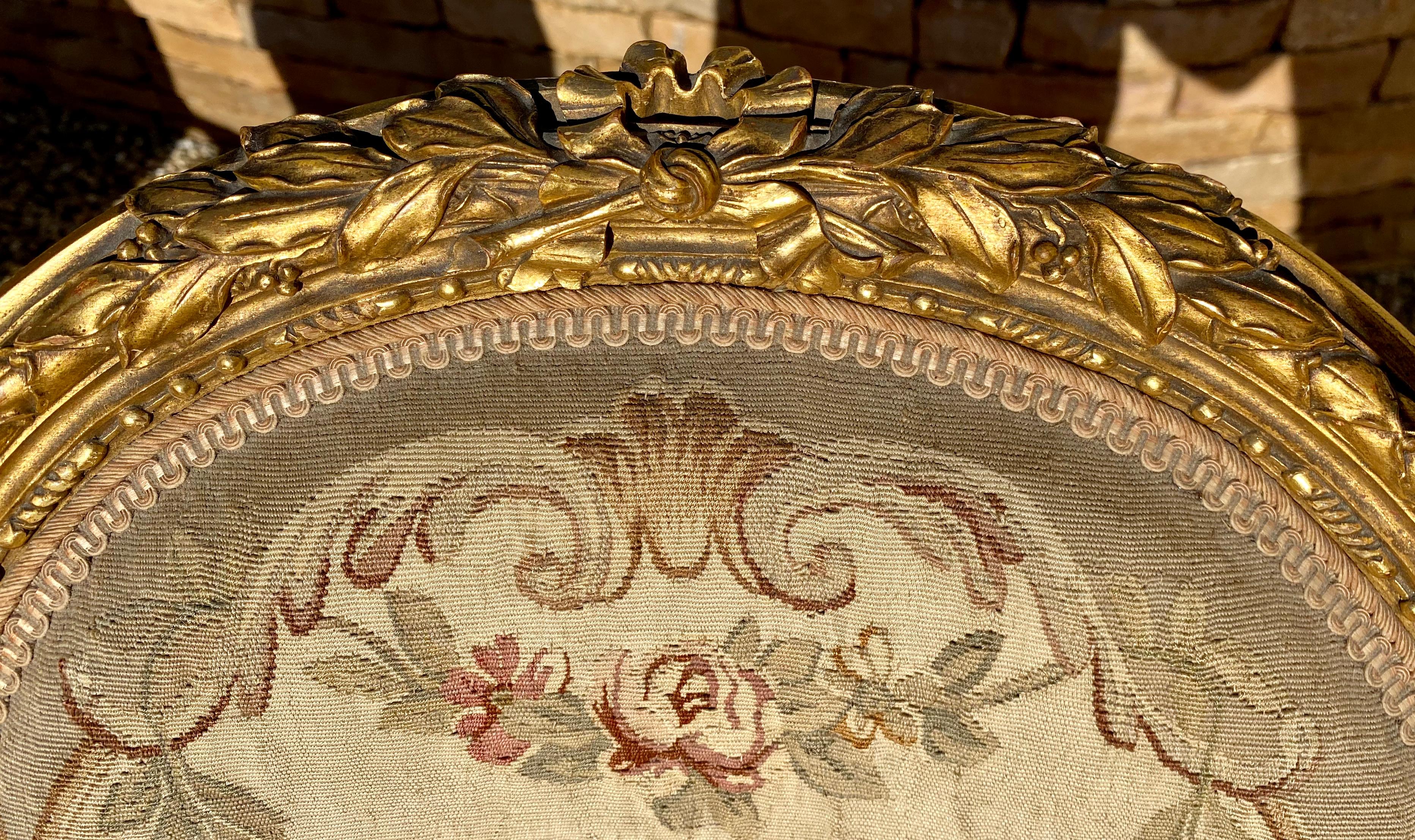 Aubusson, salotto in legno dorato stile Luigi XVI / Napoleone III, XIX secolo in vendita 10