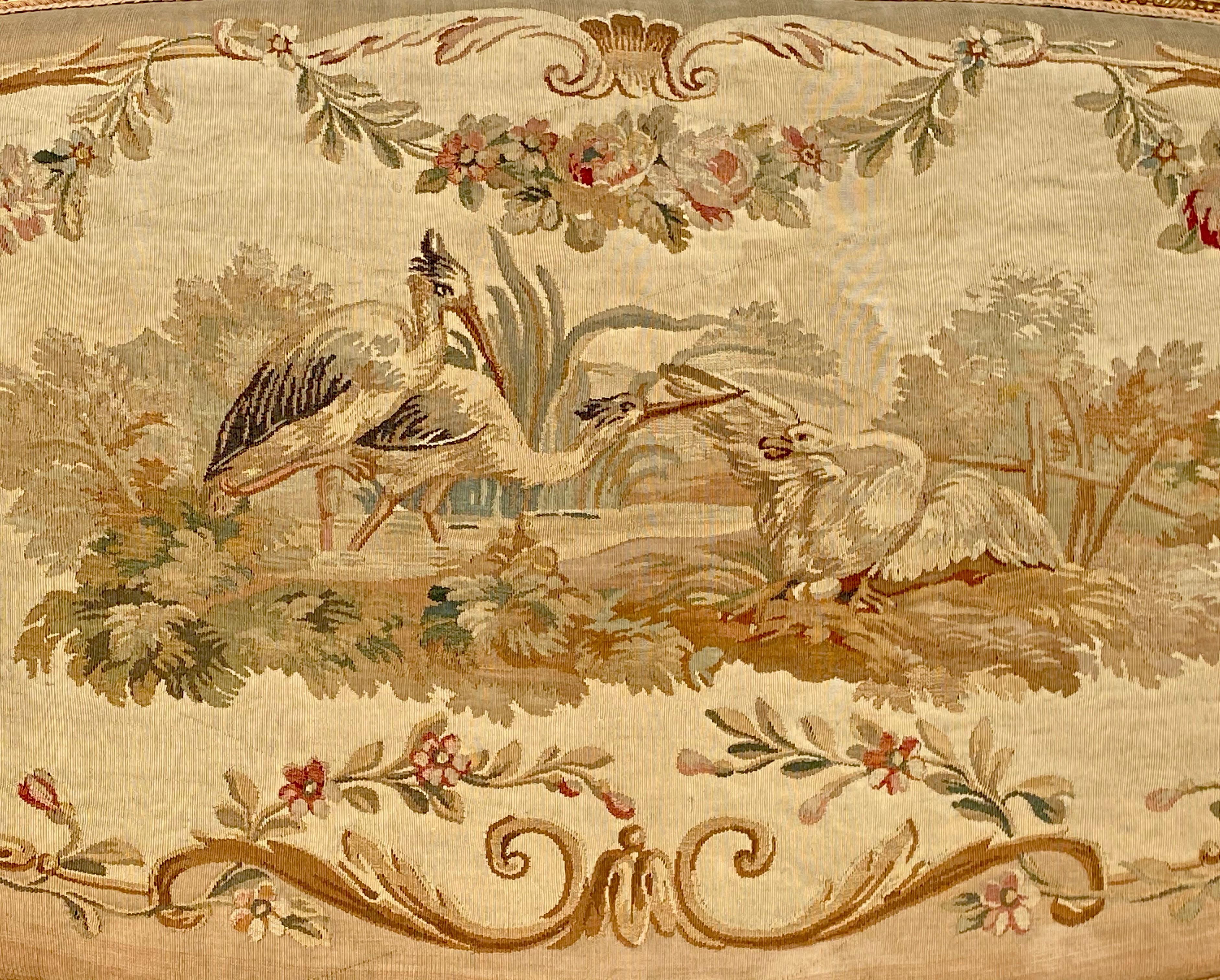 Aubusson, salotto in legno dorato stile Luigi XVI / Napoleone III, XIX secolo In condizioni buone in vendita a Beaune, FR