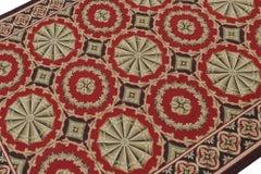 Aubusson Style Flatweave in Red with Medallions and Floral Pattern