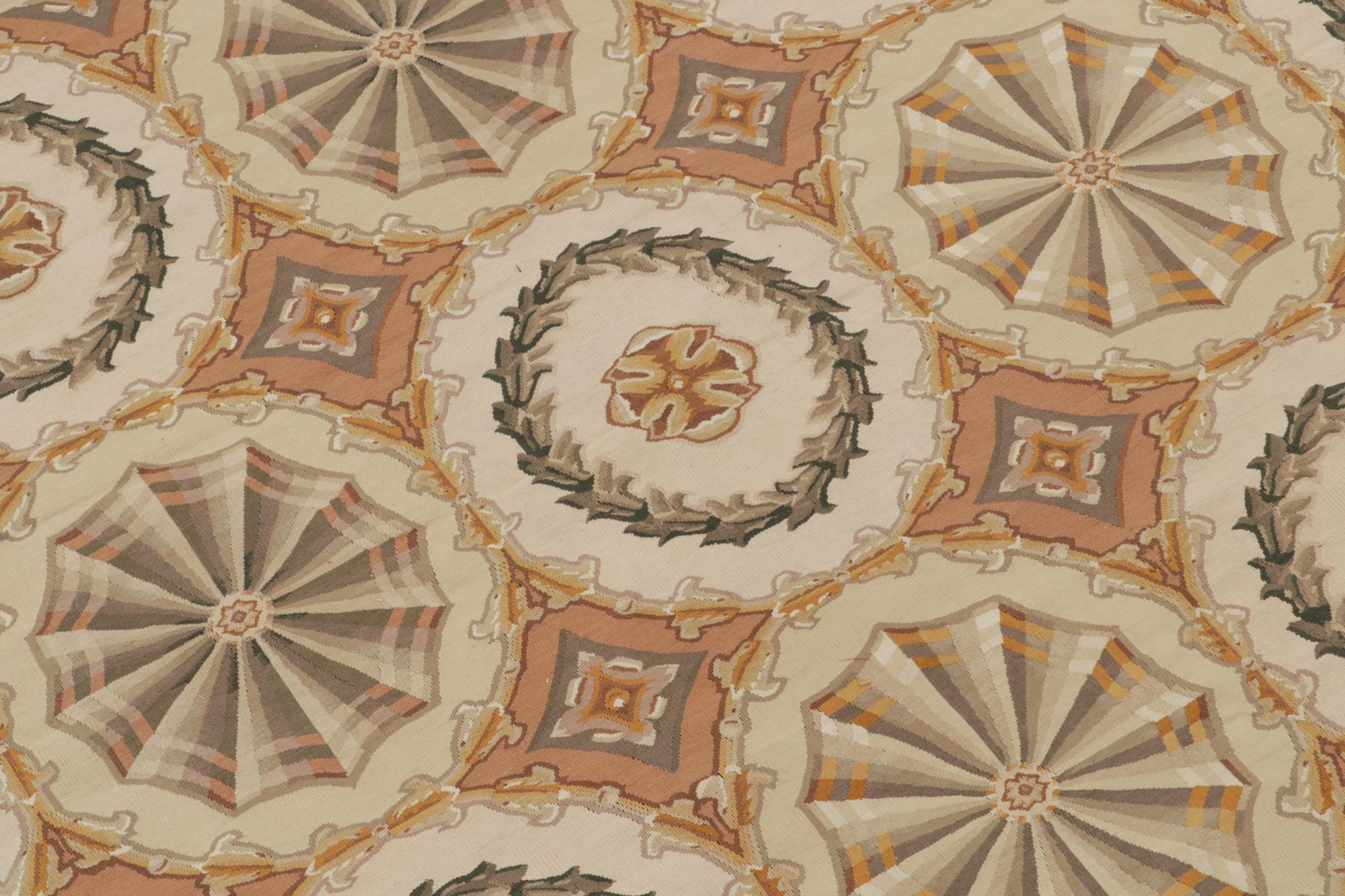 Kilim Aubusson Style Flatweave with Medallions and Floral Patterns For Sale