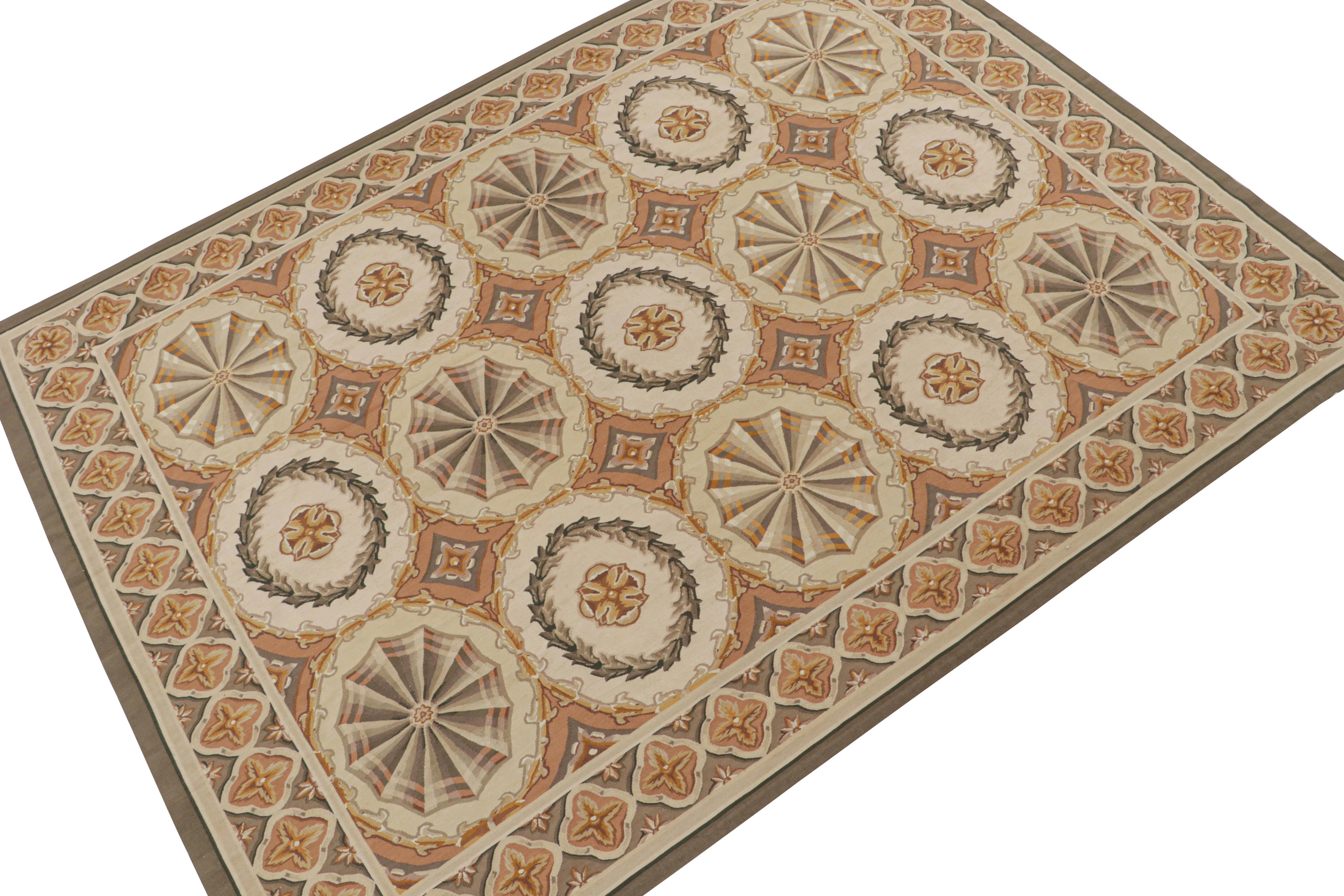 Chinese Aubusson Style Flatweave with Medallions and Floral Patterns For Sale