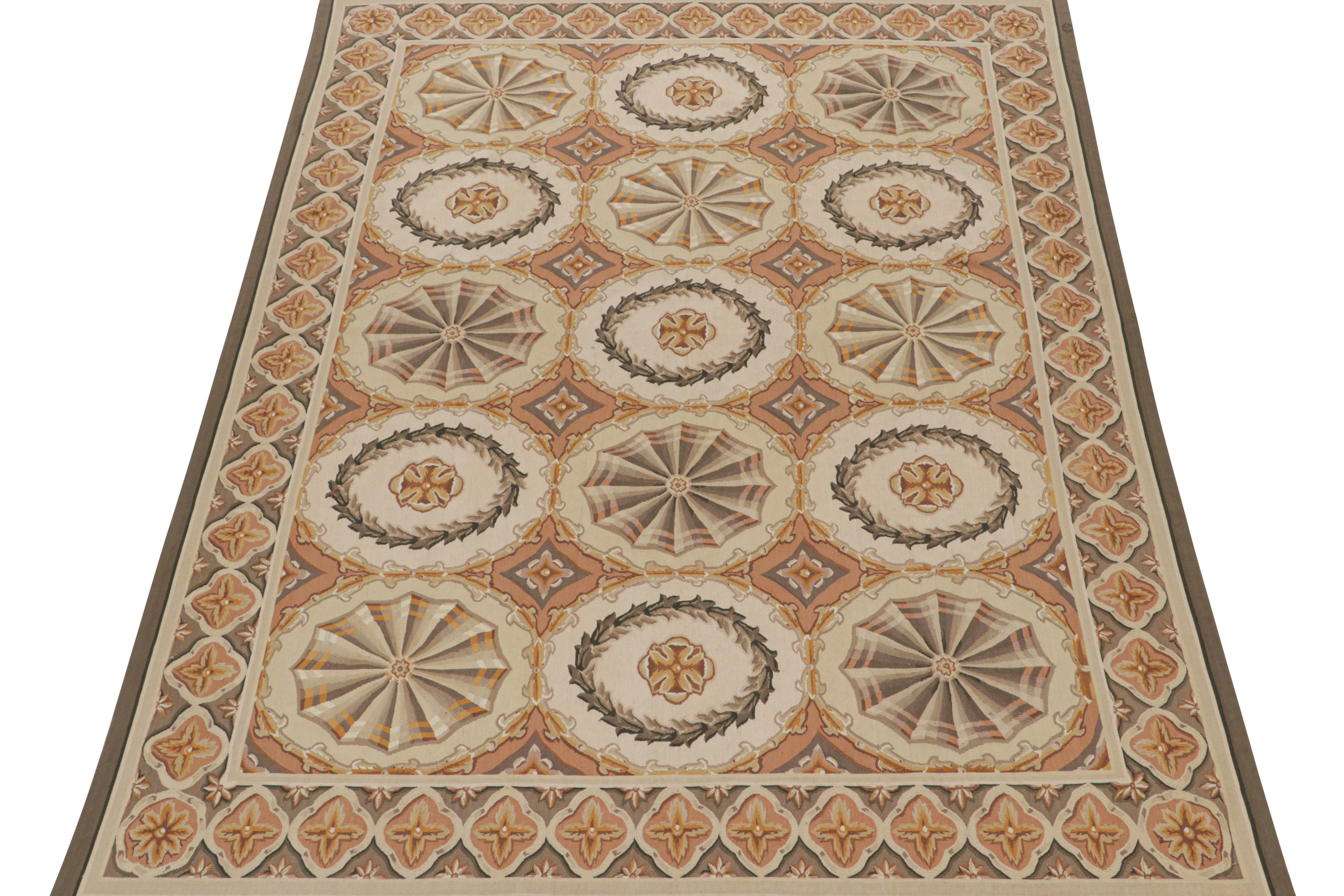 Hand-Knotted Aubusson Style Flatweave with Medallions and Floral Patterns For Sale