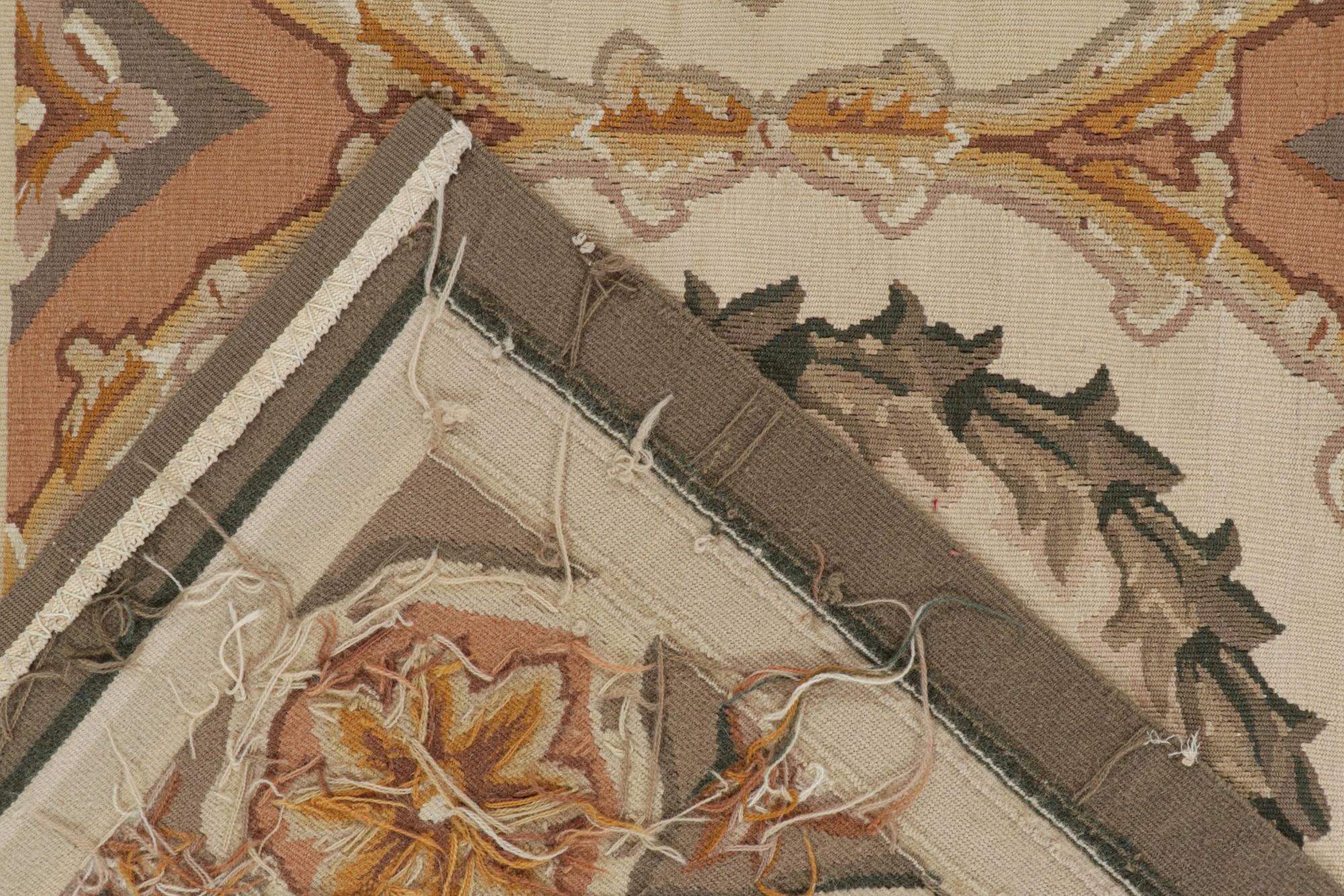 Contemporary Aubusson Style Flatweave with Medallions and Floral Patterns For Sale