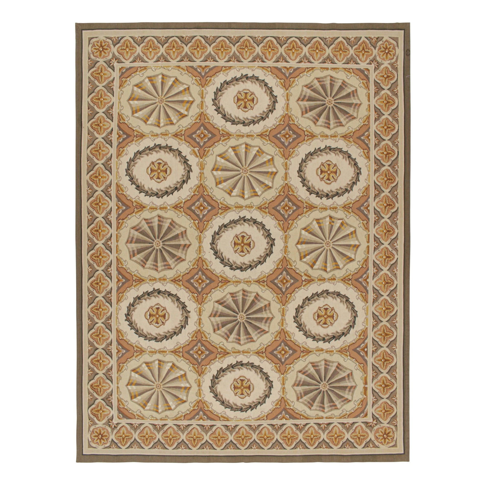 Tapis & Kilim's Aubusson Style Flatweave avec médaillons et motifs floraux