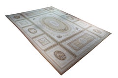 Aubusson Style French Neoclassical Flat Weave Rug Tan Grey Gold 9'8" x 13'6"