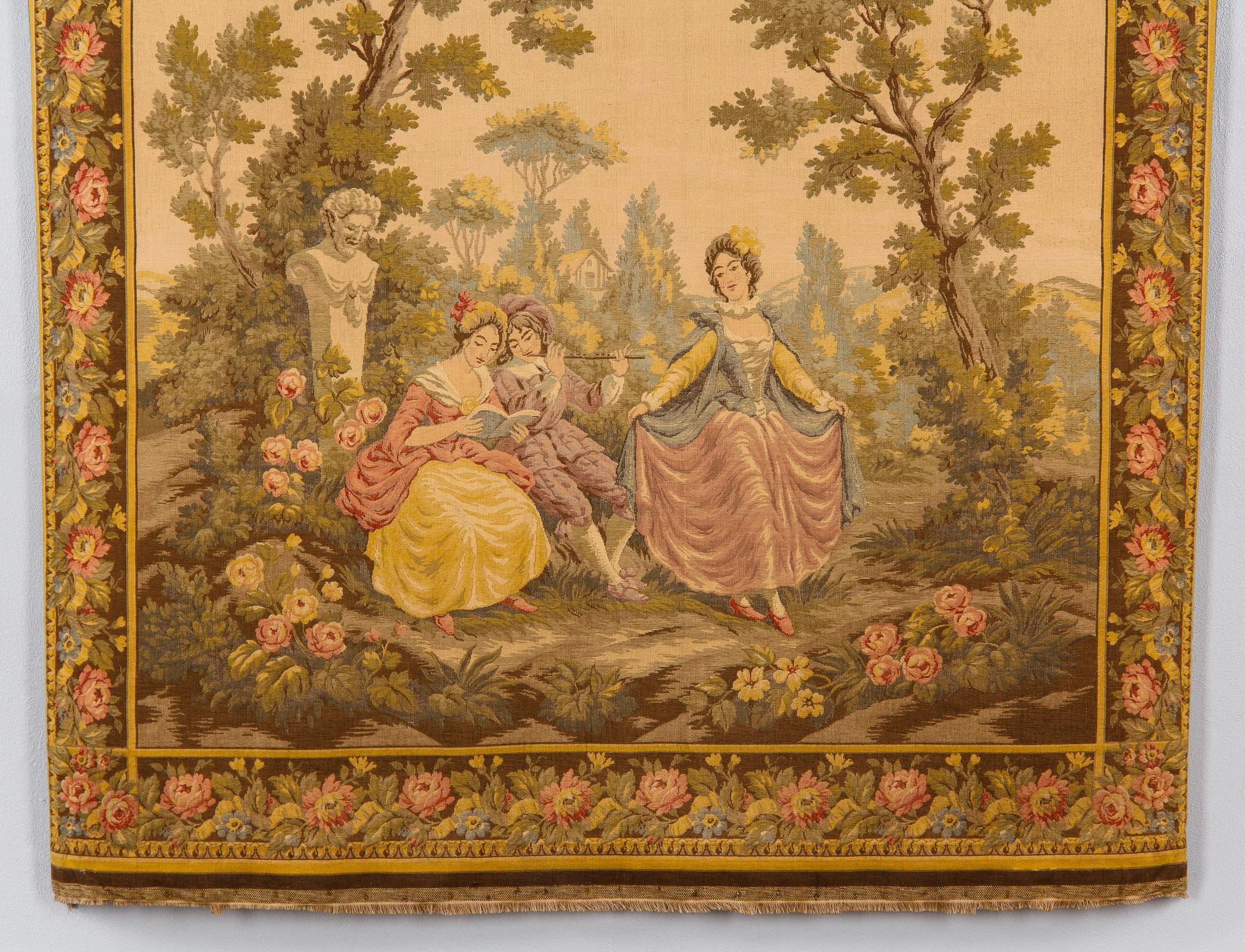 Aubusson Style French Tapestry, Mid 20th Century In Good Condition For Sale In Austin, TX