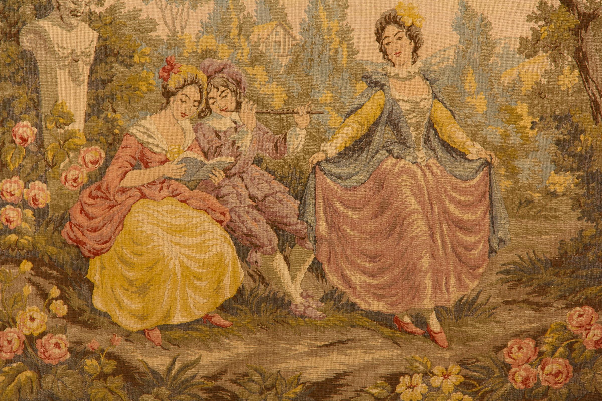 Aubusson Style French Tapestry, Mid 20th Century For Sale 5