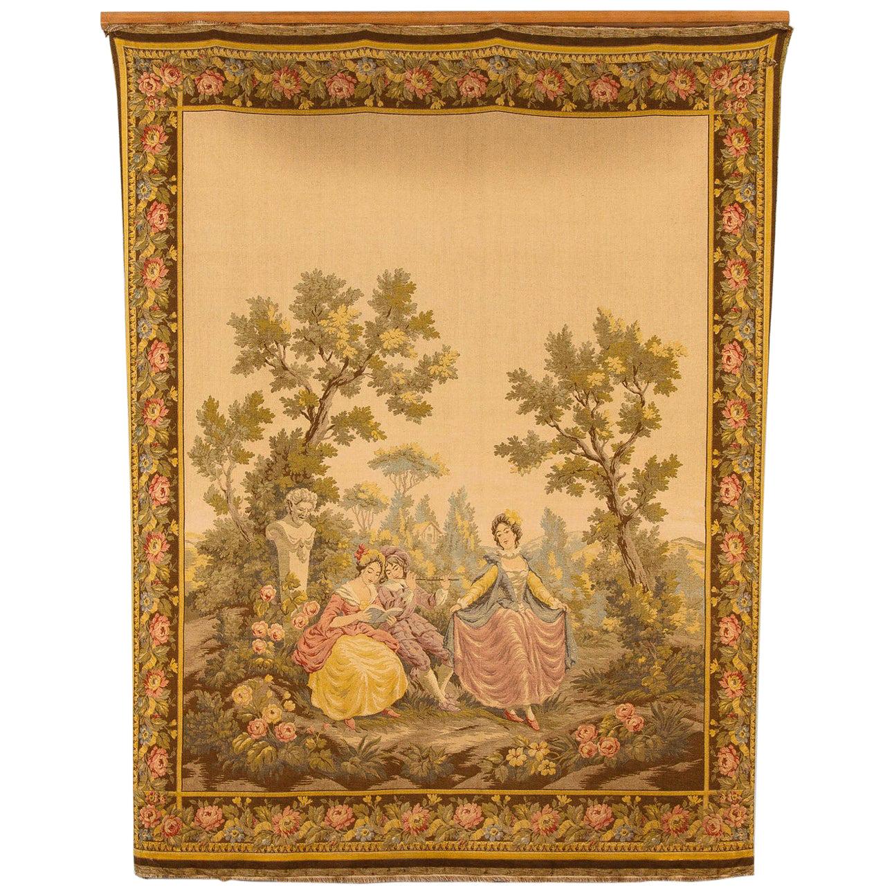 Aubusson Style French Tapestry, Mid 20th Century For Sale