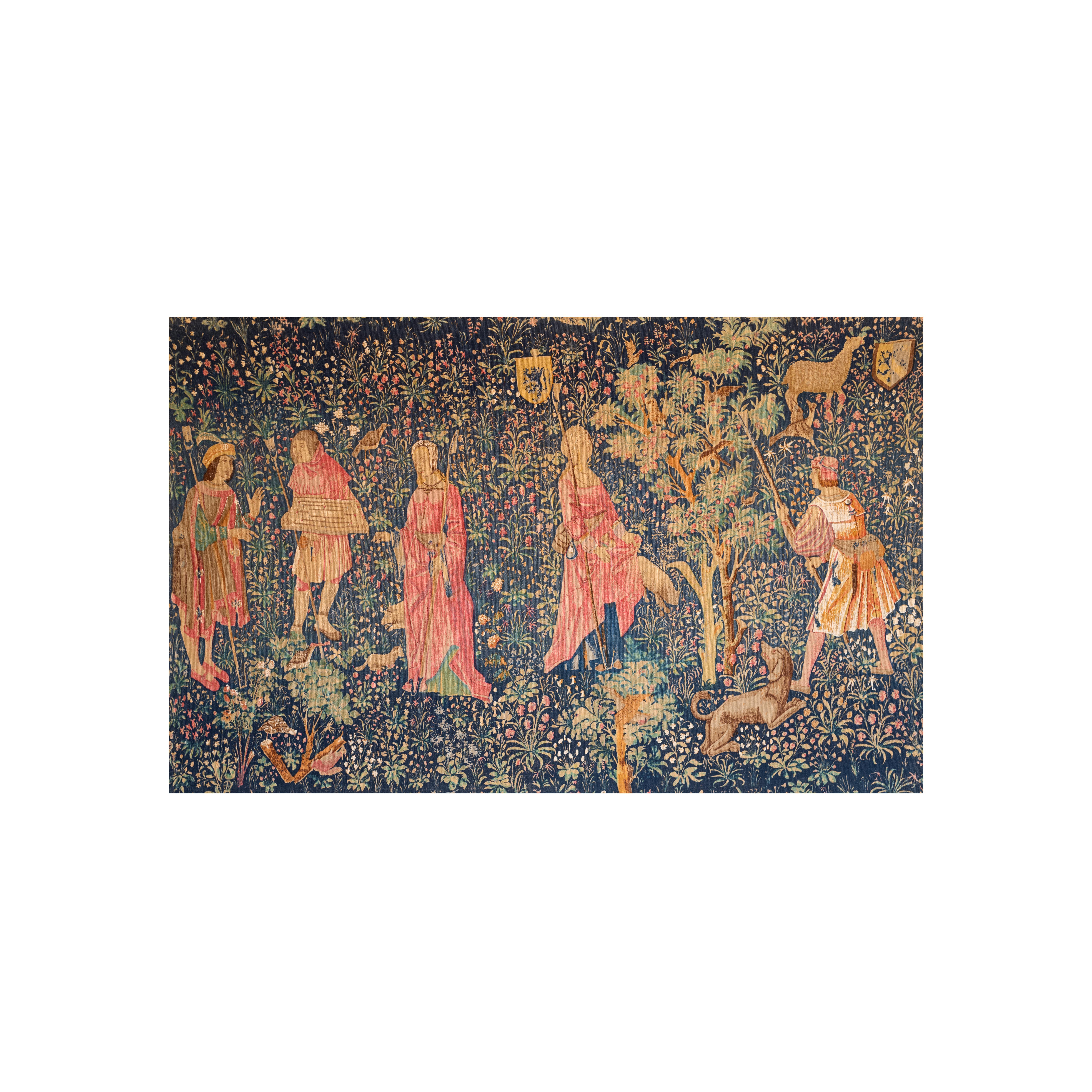 Medieval Aubusson Style Hand-Printed Tapestry Inspired by Thomas Bohier