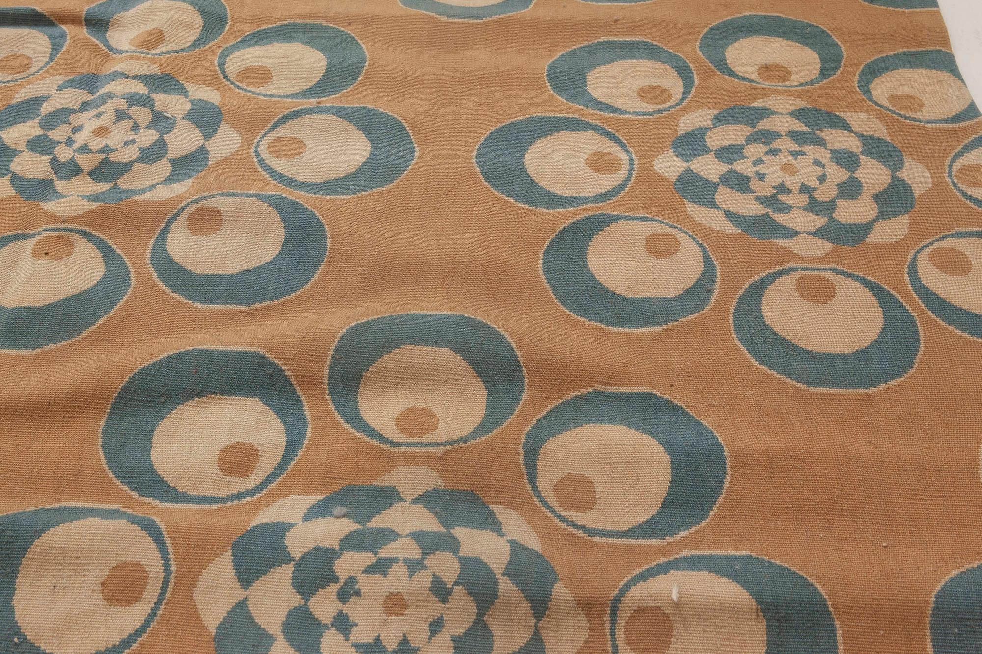 Handgefertigter kühner moderner Teppich im Aubusson-Stil von Doris Leslie Blau (Handgeknüpft) im Angebot