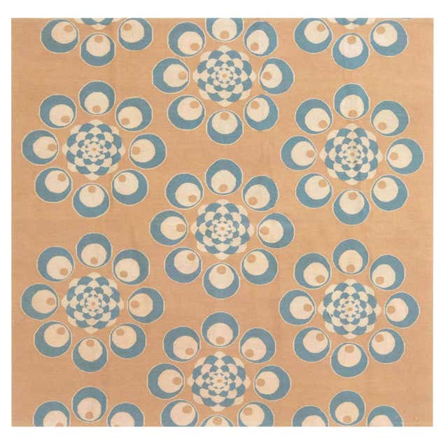 Modern Rug Handmade Abstract Rug with Concentric Oval Motifs