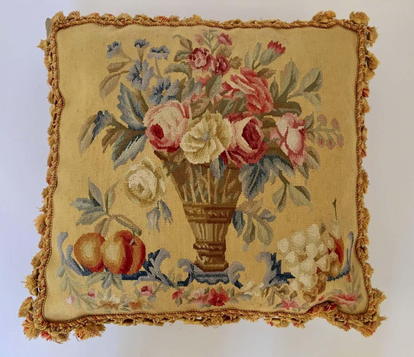 Aubusson Style Large Tapestry Decorative Pillow 2
