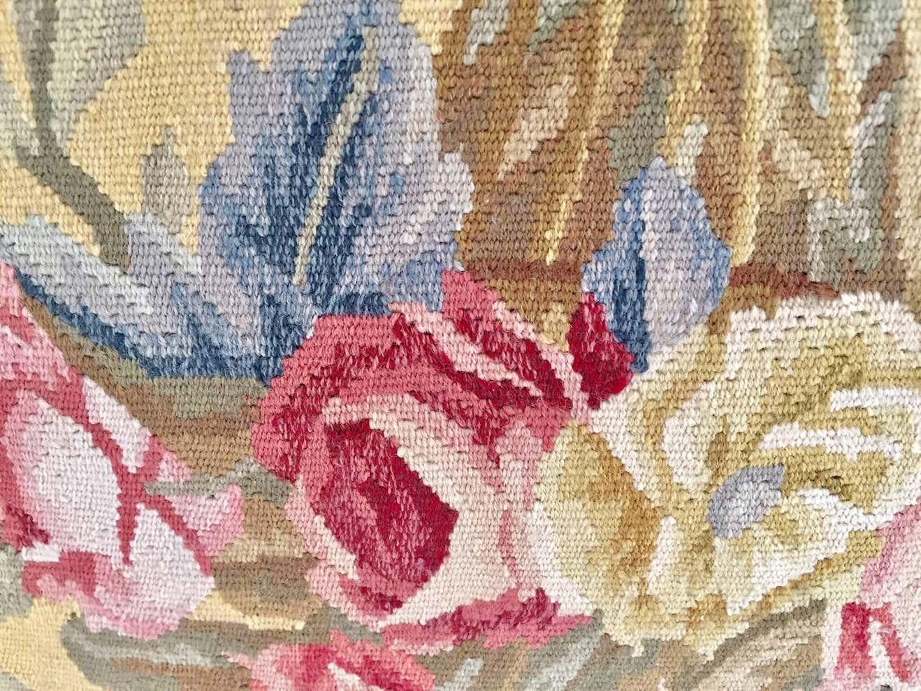 Aubusson Style Large Tapestry Decorative Pillow For Sale at 1stDibs