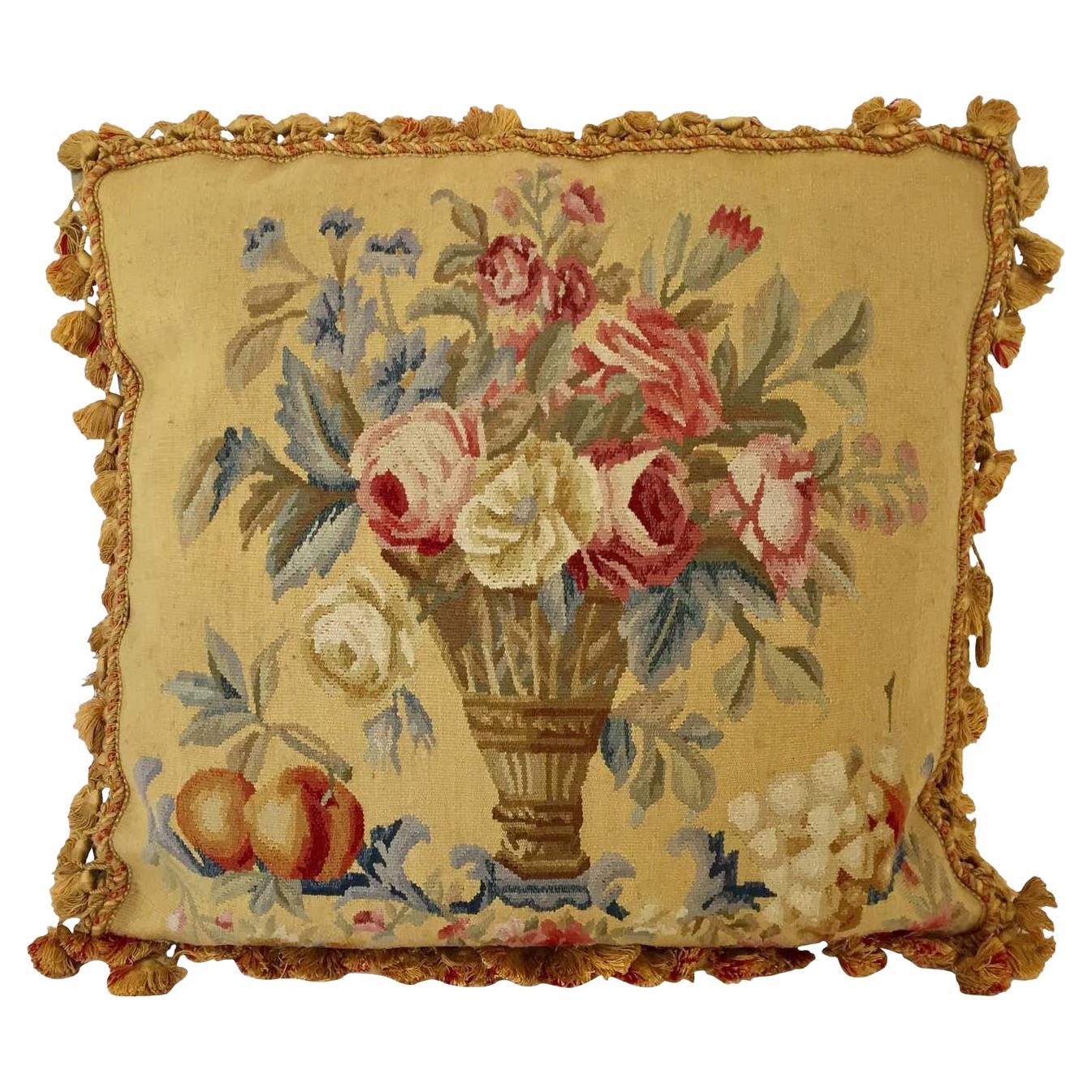Aubusson Style Large Tapestry Decorative Pillow