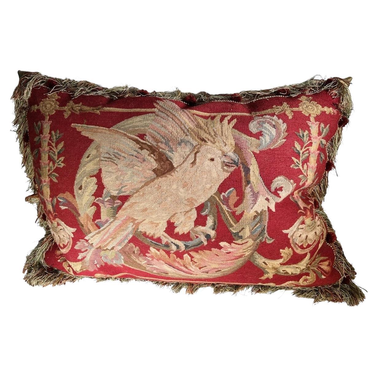 Aubusson Stil Nadelspitze Vogel Kissen