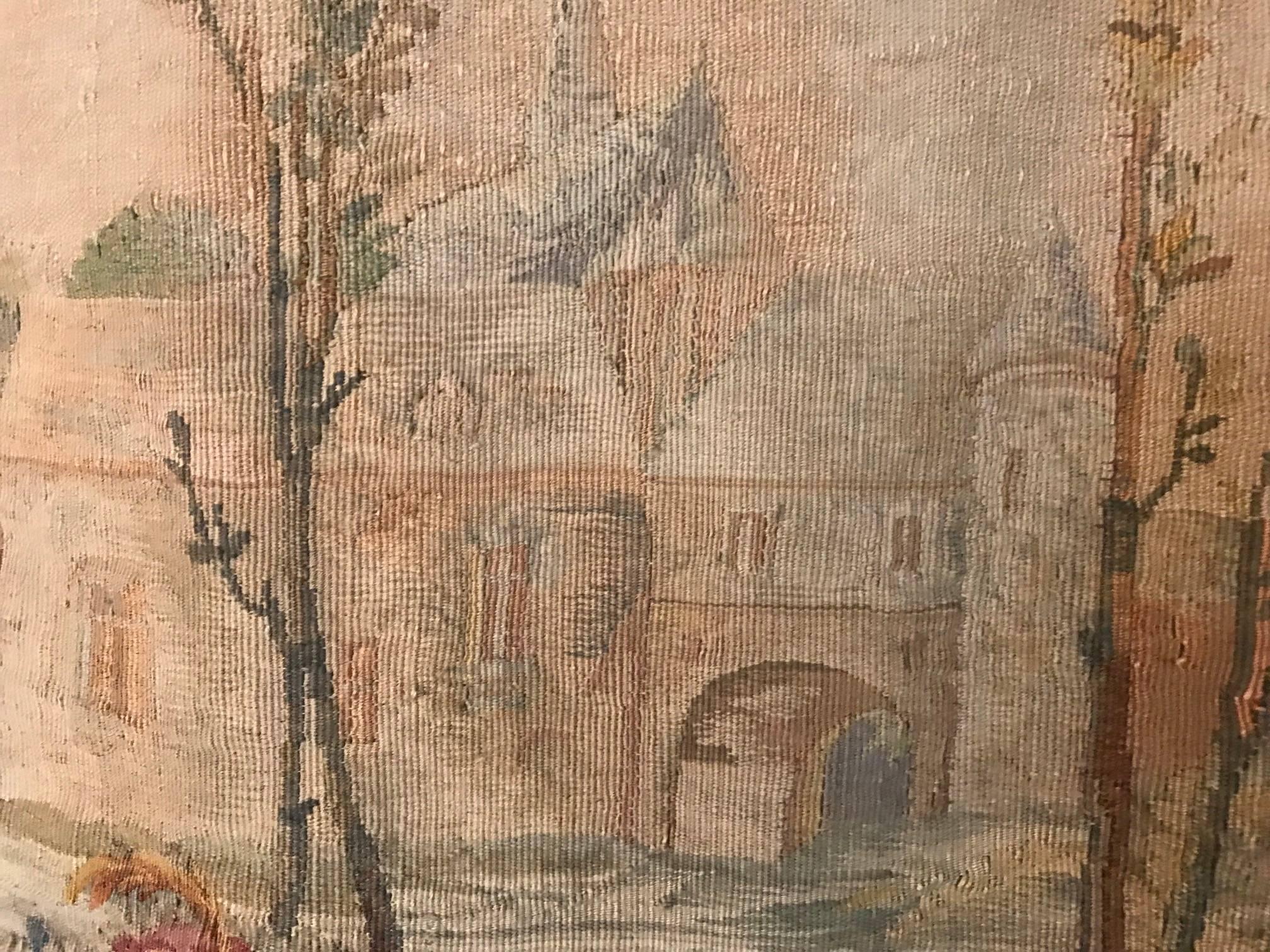 Wool Aubusson Style Tapestry, Hunting Scene