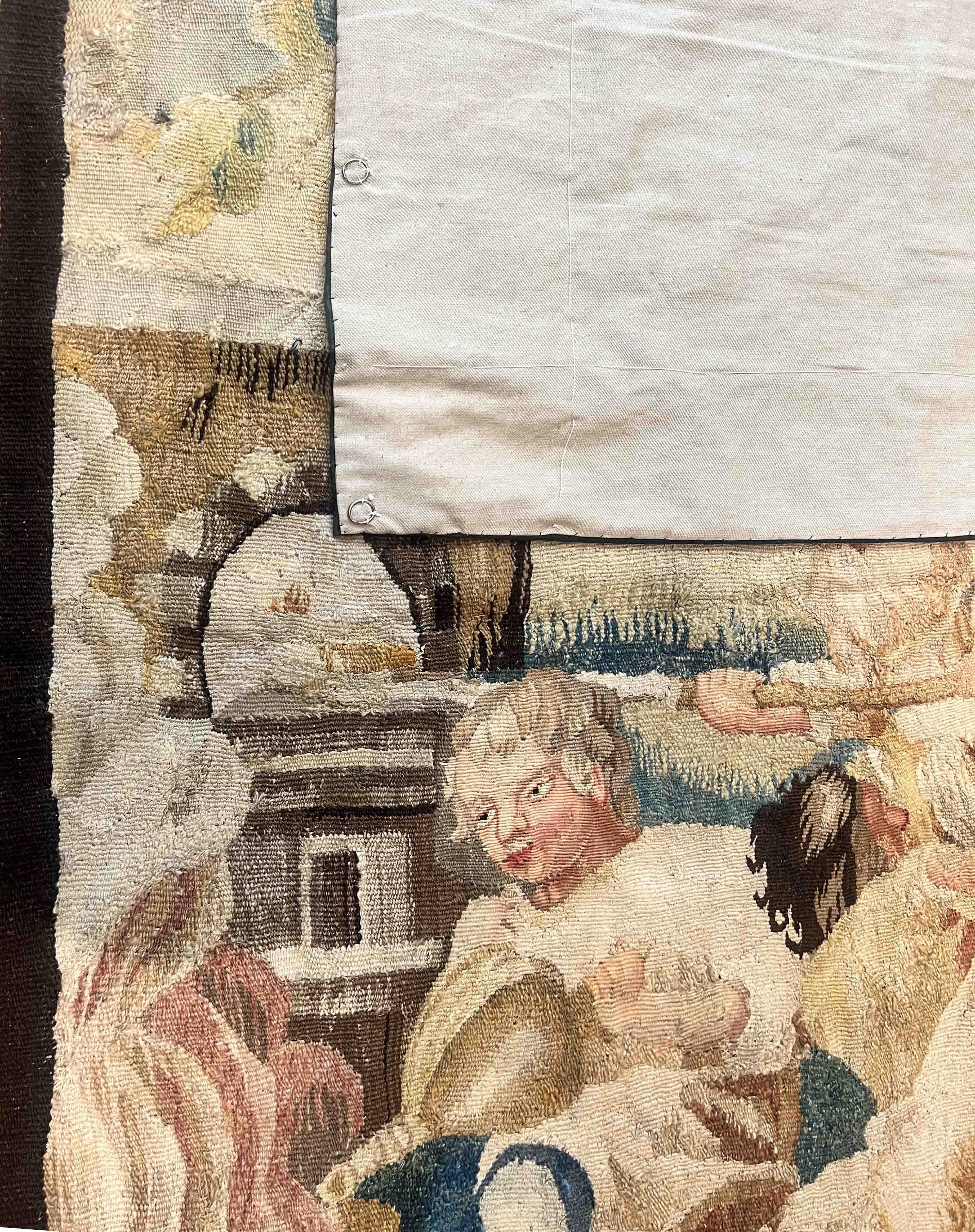 Tissé à la main Scne de boulangerie en tapisserie d'Aubusson - 18me sicle - n 1153 en vente