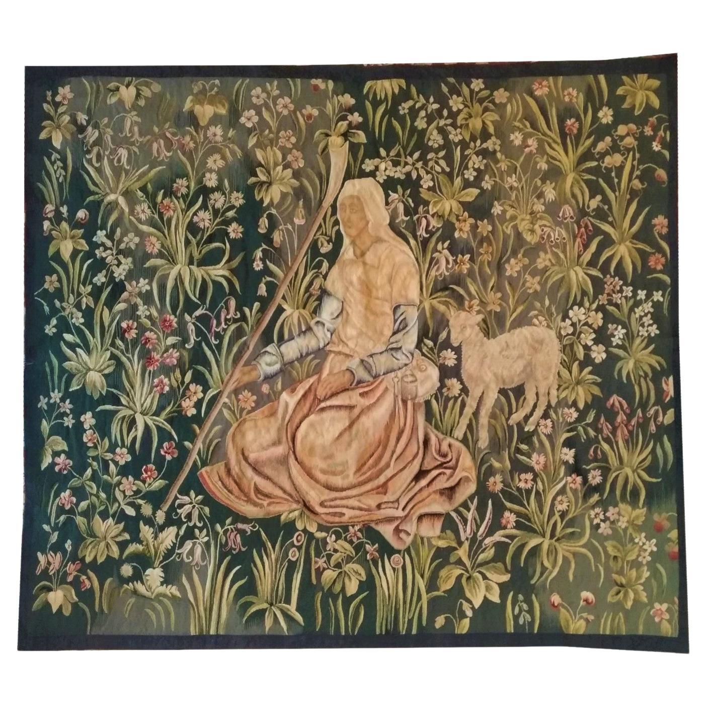 Aubusson Tapestry, Berger Mouton, xix E. Century, N° 1149