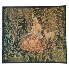 Antique Aubusson Tapestry, Berger Mouton, xix E. Century, N° 1149