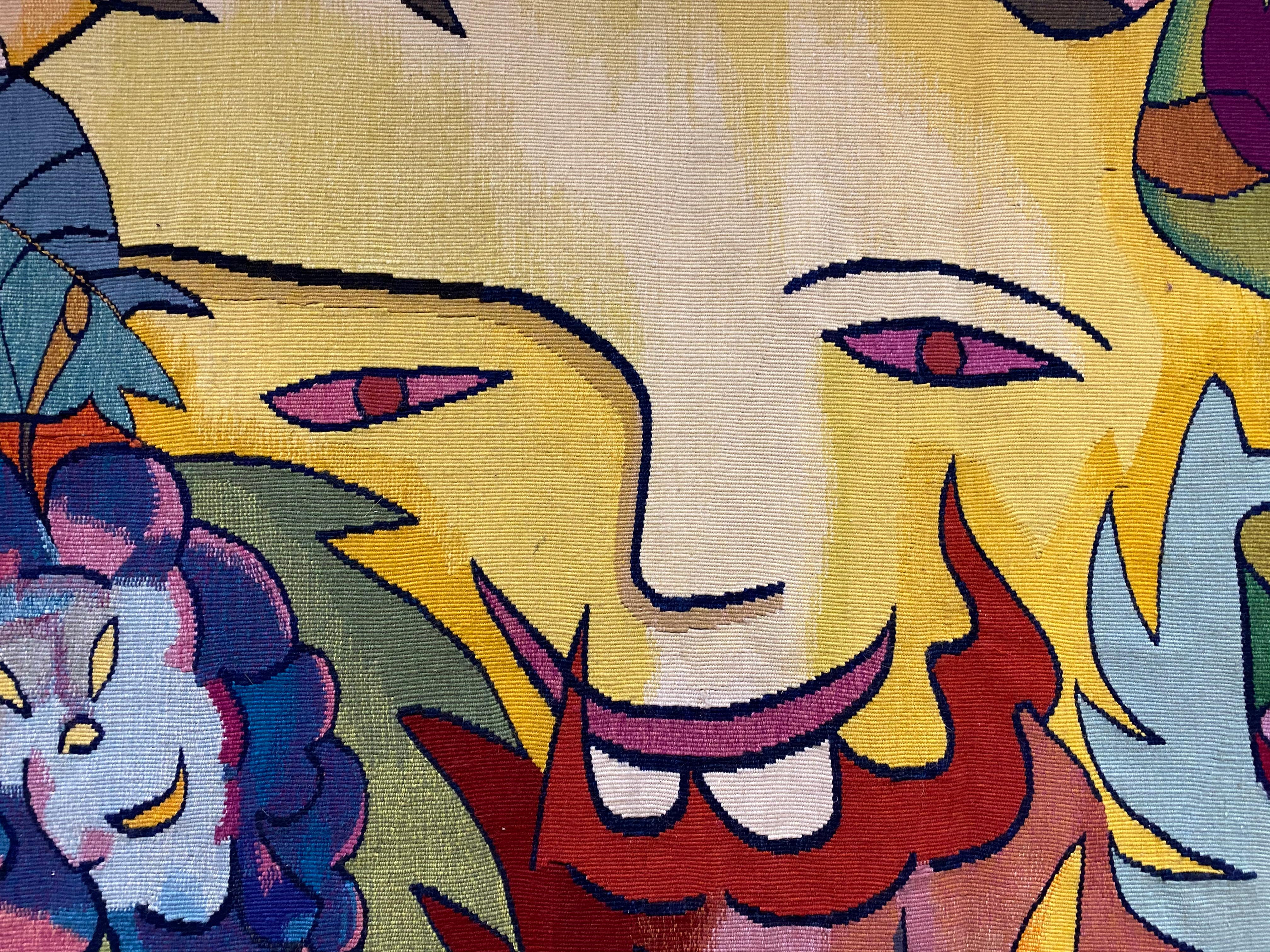 Hand-Knotted Aubusson Tapestry by H.Gineste 