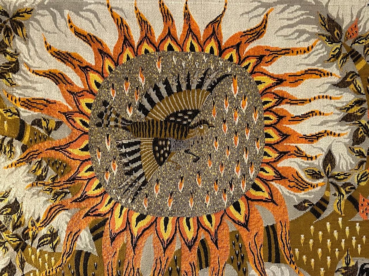 Aubusson tapestry in hand-woven wool by the Robert Four factory in the 60s, based on the work of the artist Michèle Ray 