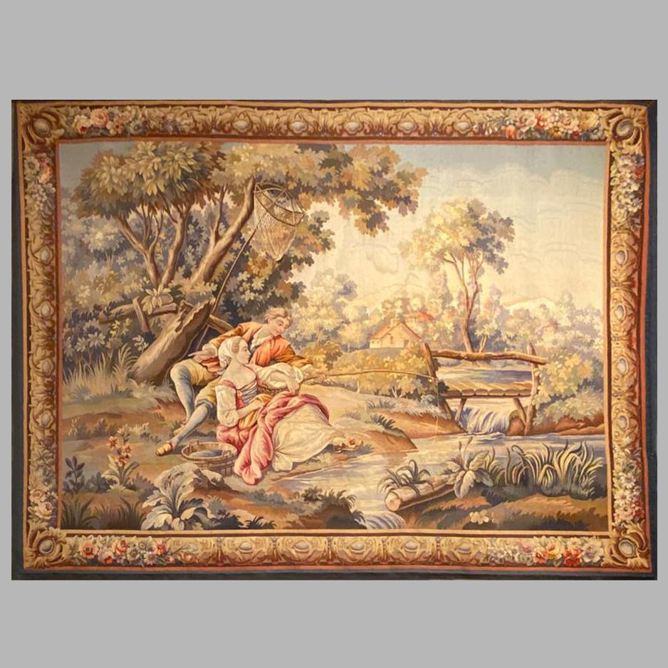 Aubusson Tapestry Depicting a Pastoral Scene, French, circa 1900 For Sale 1