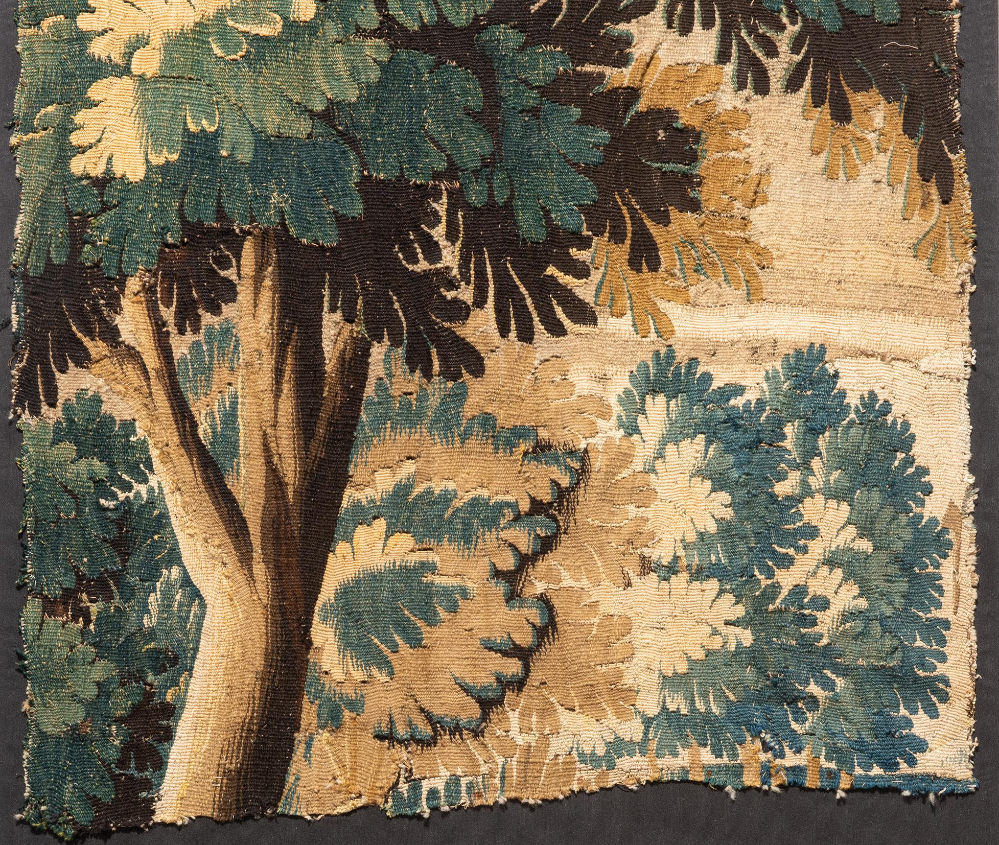 18th Century Flemish Verdure Landscape Tapestry Fragment