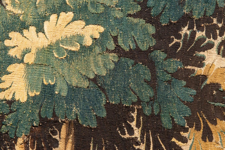 Wool Flemish Verdure Landscape Tapestry Fragment For Sale