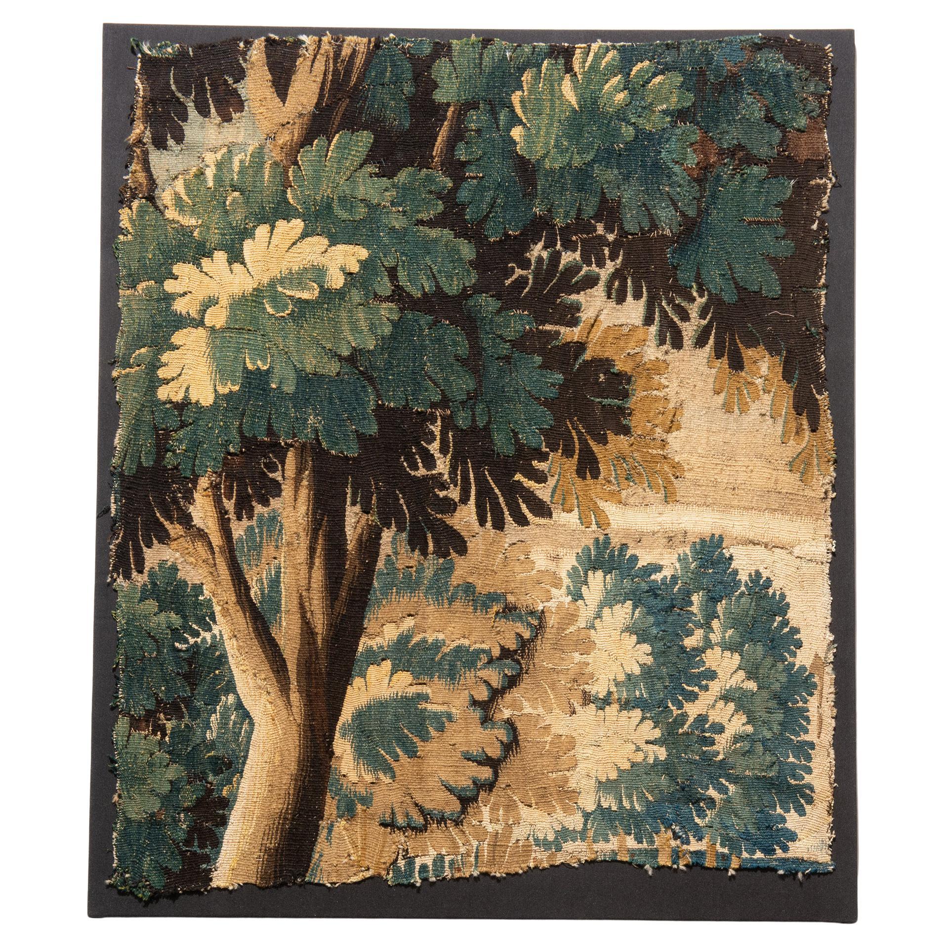 Flemish Verdure Landscape Tapestry Fragment