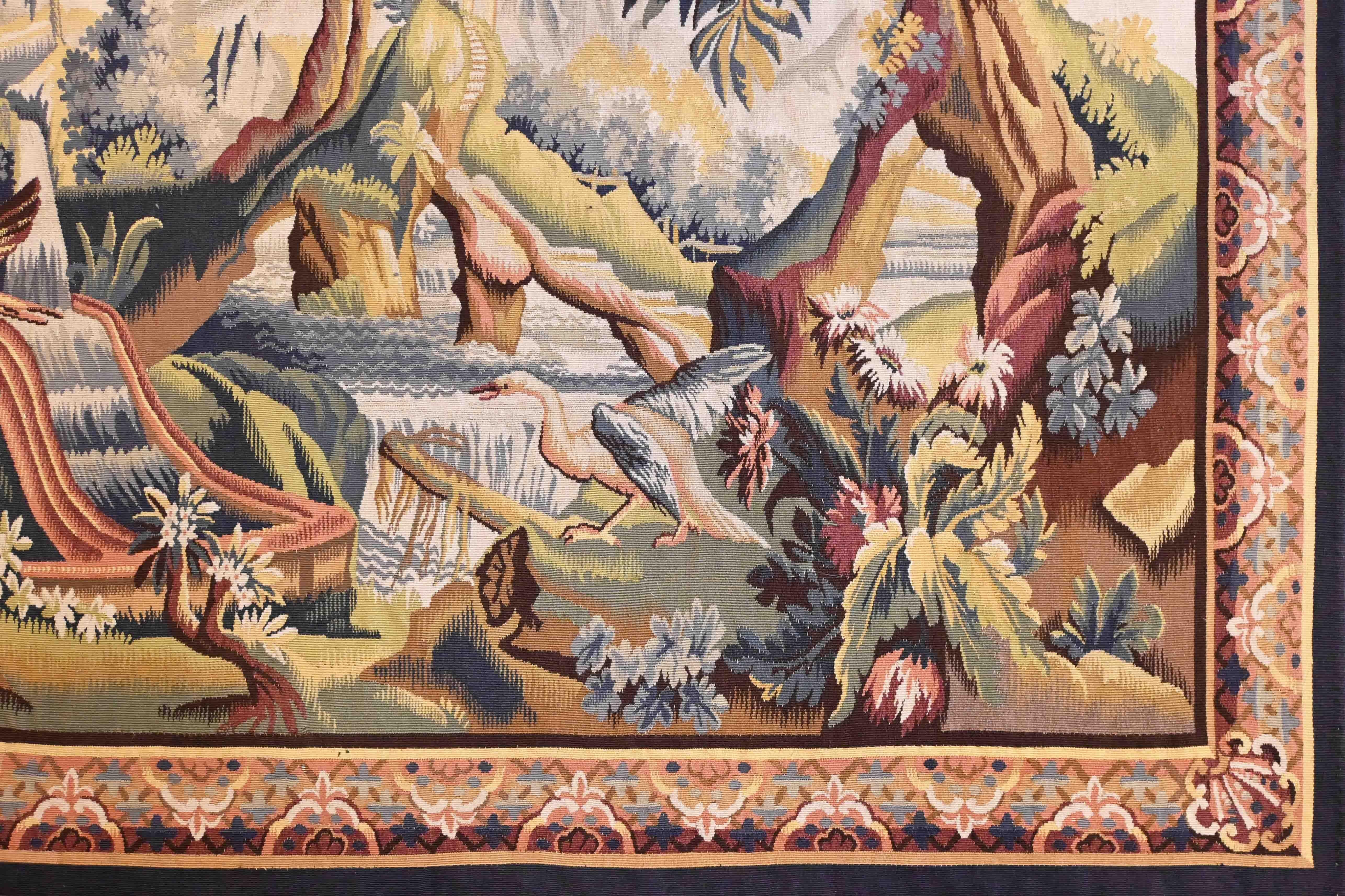 très jolie tapisserie d'Aubusson du 19ème siècle aux couleurs rouge et bleu et blanc, un temple et des rivières en très bon état- N° 1240

Grâce à notre atelier de restauration-conservation et aussi à notre savoir-faire, 
nous avons le plaisir de