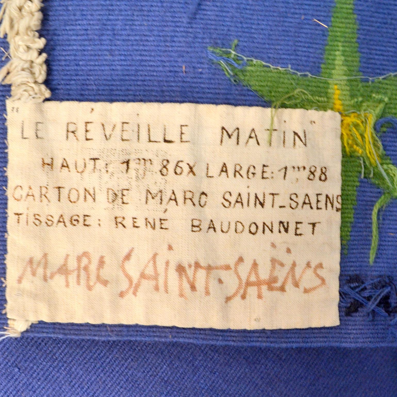 Aubusson-Wandteppich, handgewebt von Marc Saint Saens, Frankreich 1950, Stil von Lurcat im Angebot 4