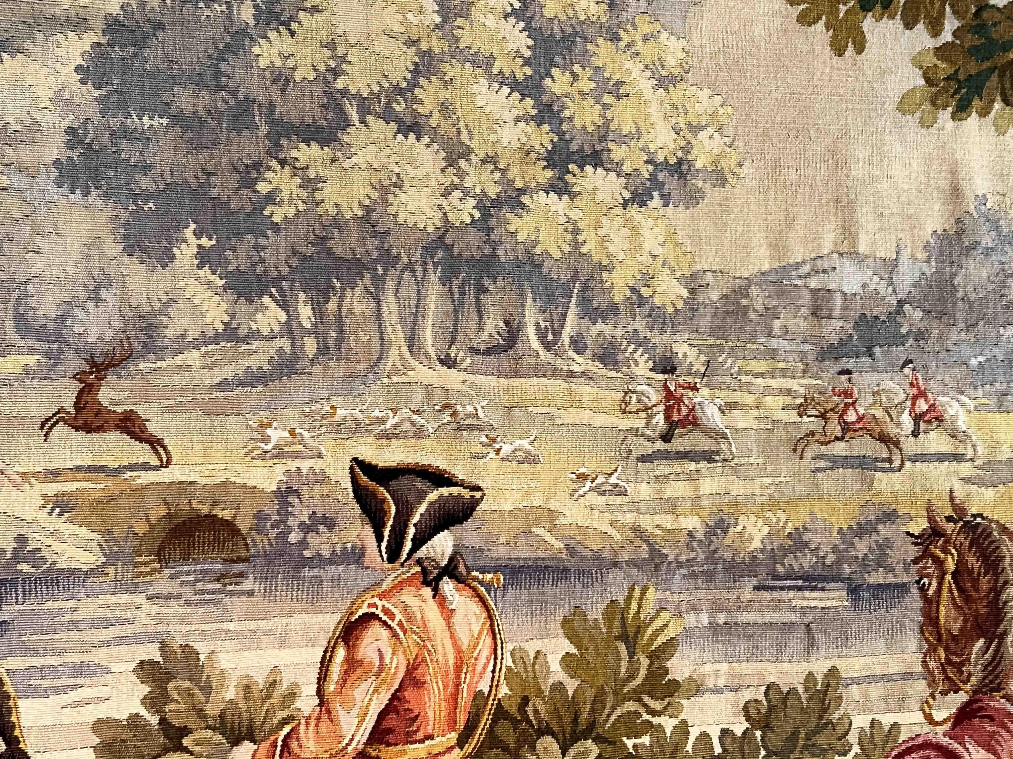 Aubusson Tapestry Hunting Scene, XIX E. Century, N° 1165 3